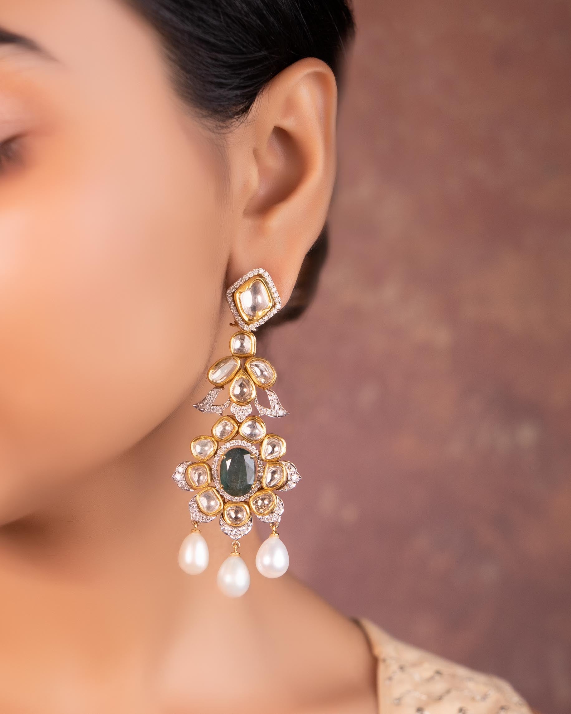 Zalak Polki Long Earrings