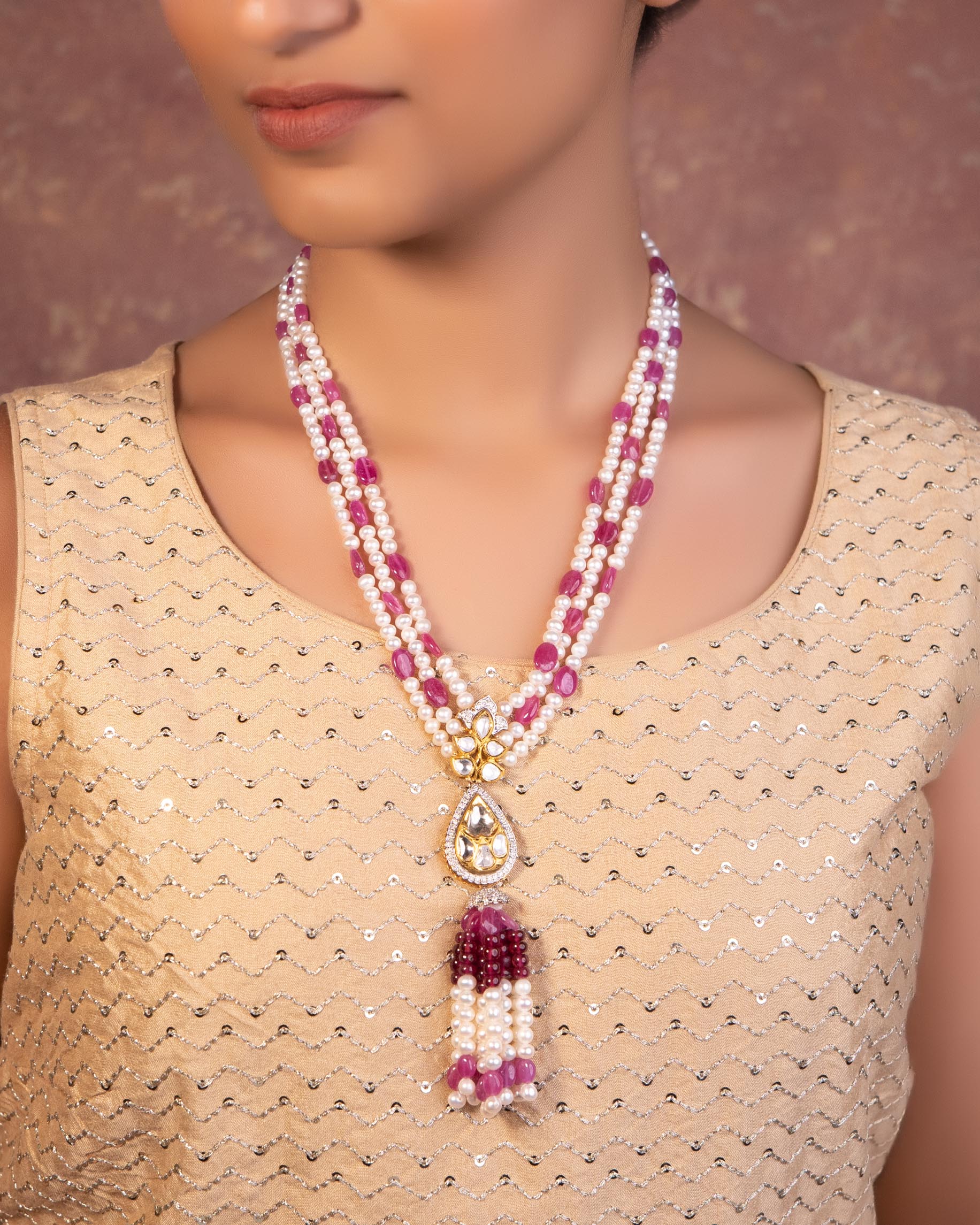 Nimrit Polki And Diamond Bead Pendants