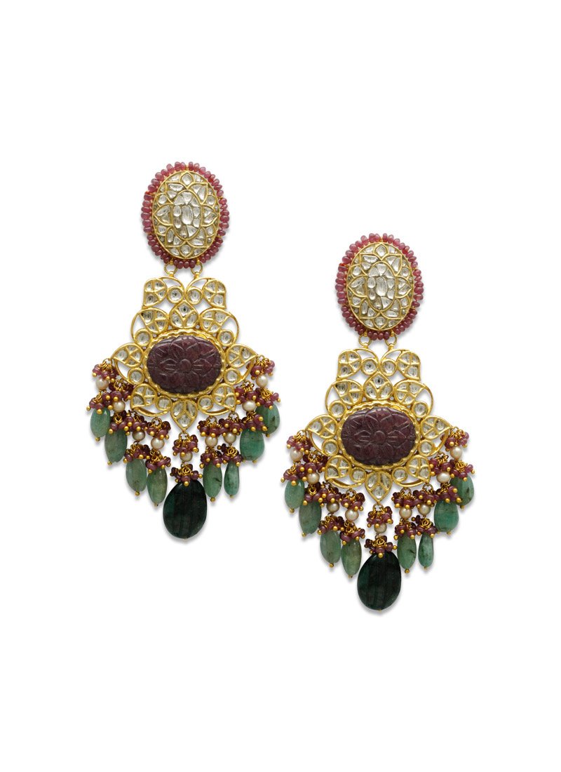 Cora Polki Long Earrings