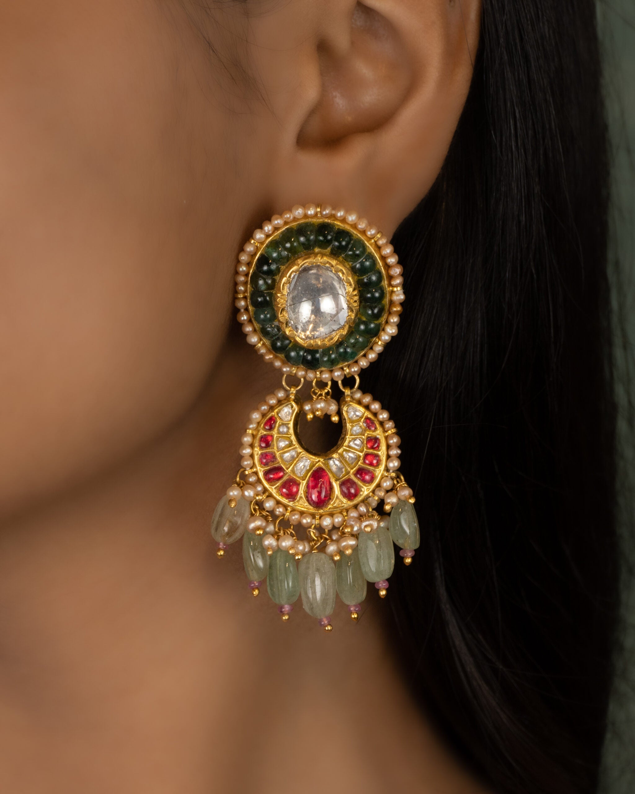 Rudhii Choker And Dhanu Chandbalis Polki Set