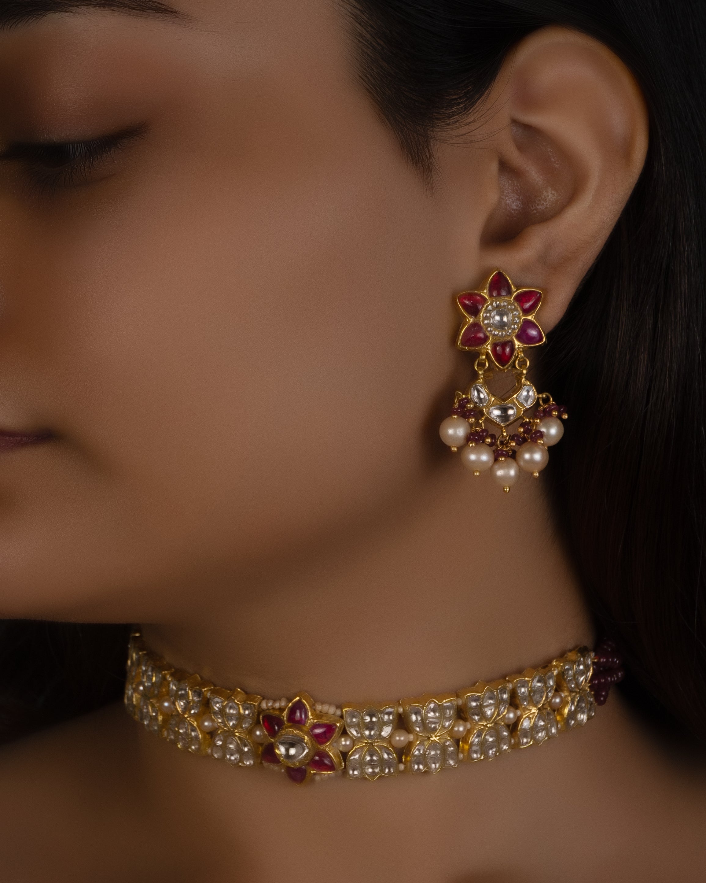 Liv Choker and Luma Chandbalis Polki Set