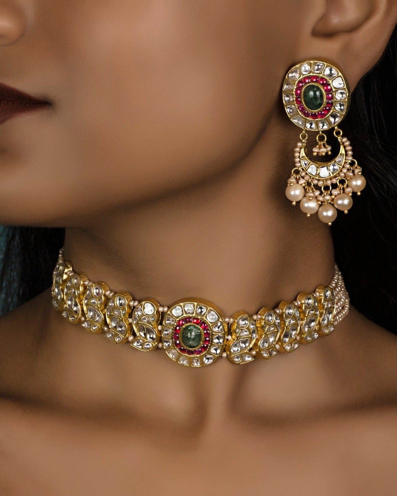 Dhiman Choker and Kait Chandbalis Polki Set