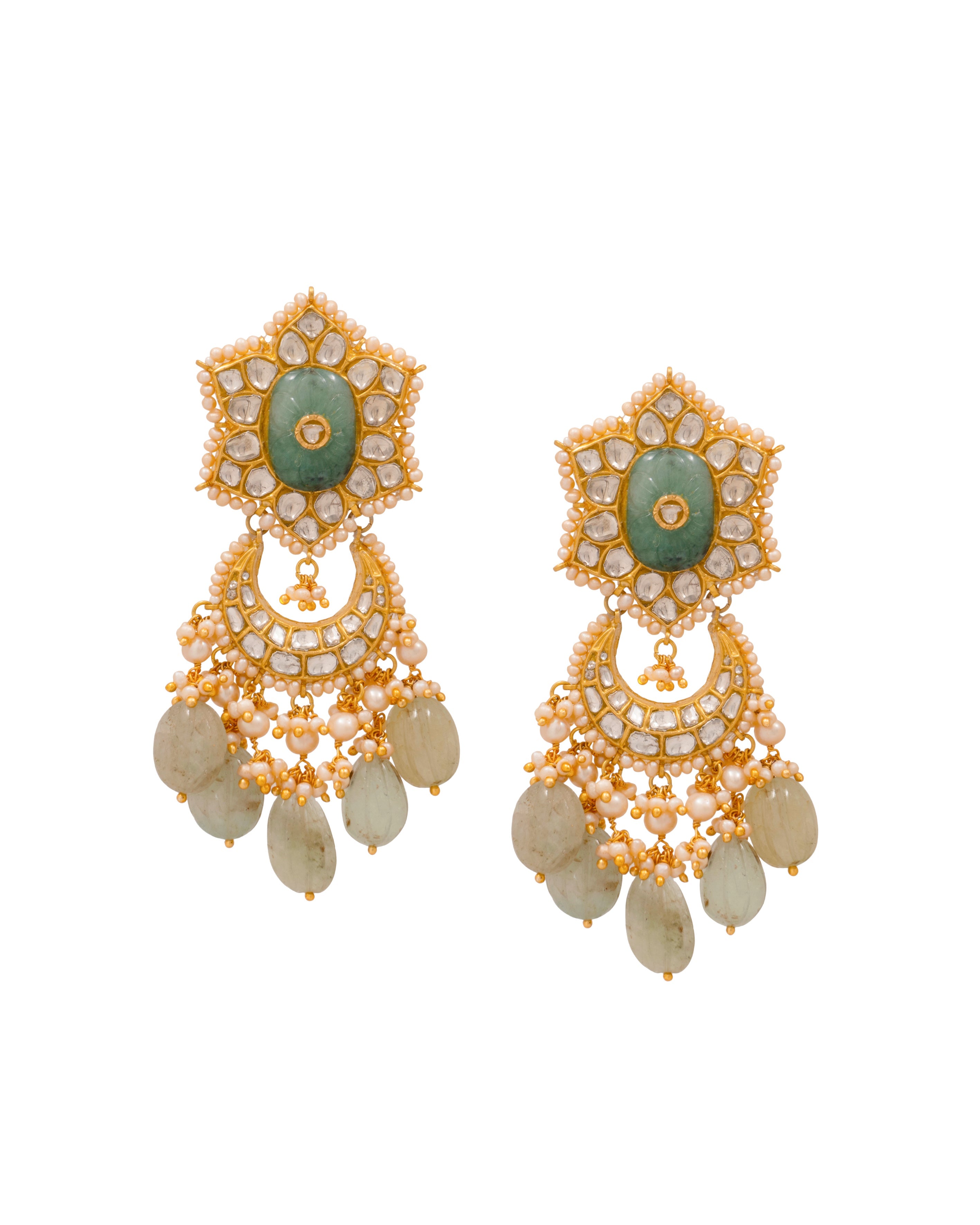 Bushra Necklace and Shifa Chandbalis Polki Set