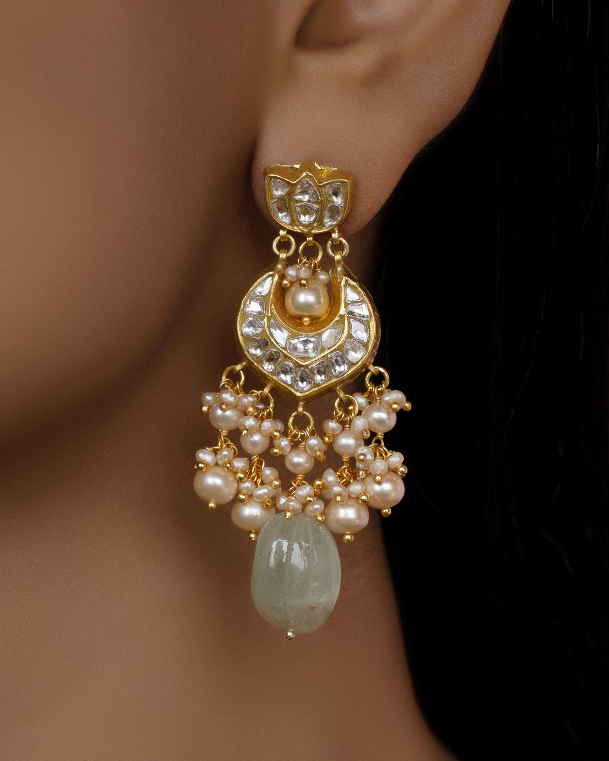 Kinika Necklace and Latif Chandbalis Polki Set