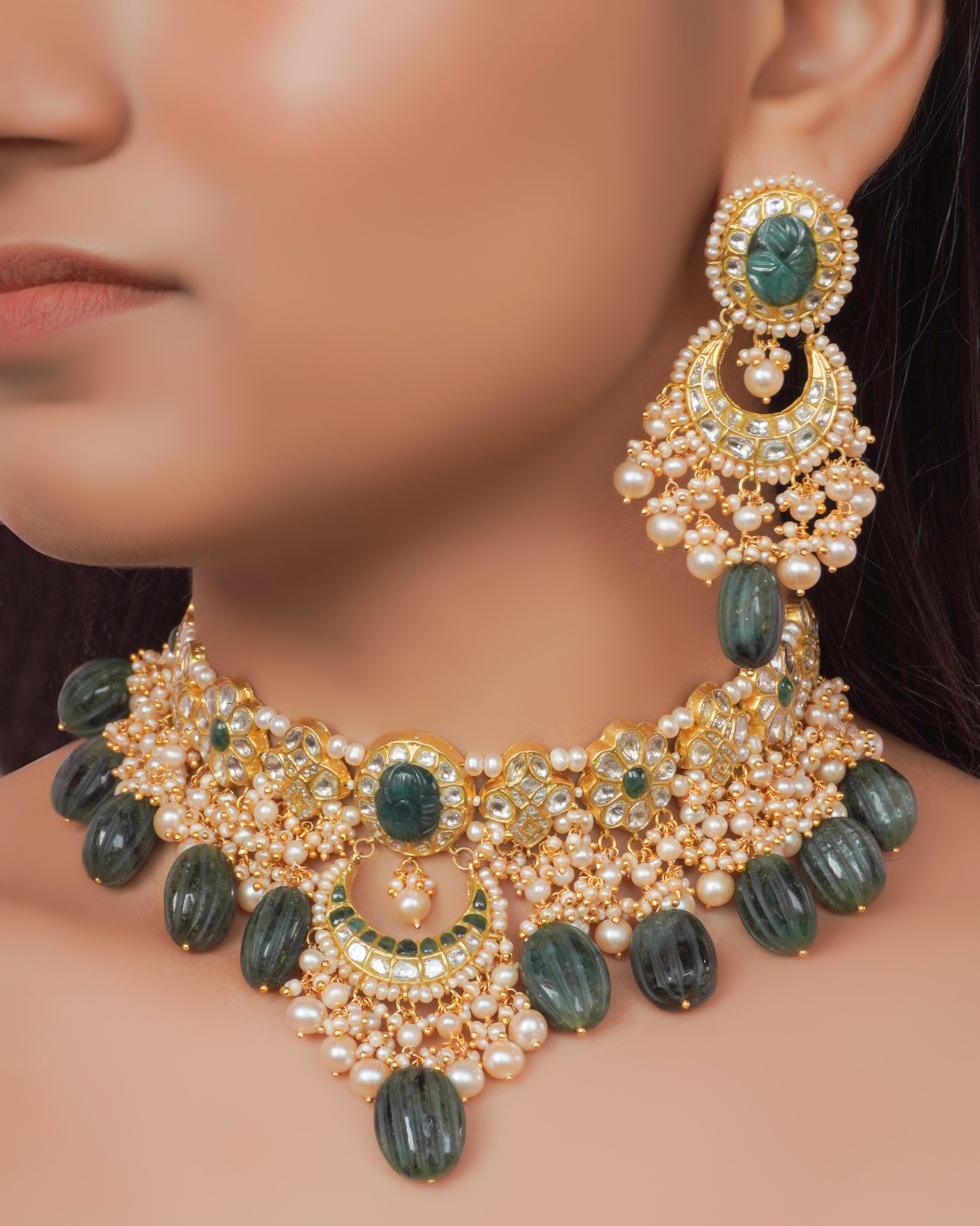 Mehek Choker and Zeenat Chandbalis Polki Set