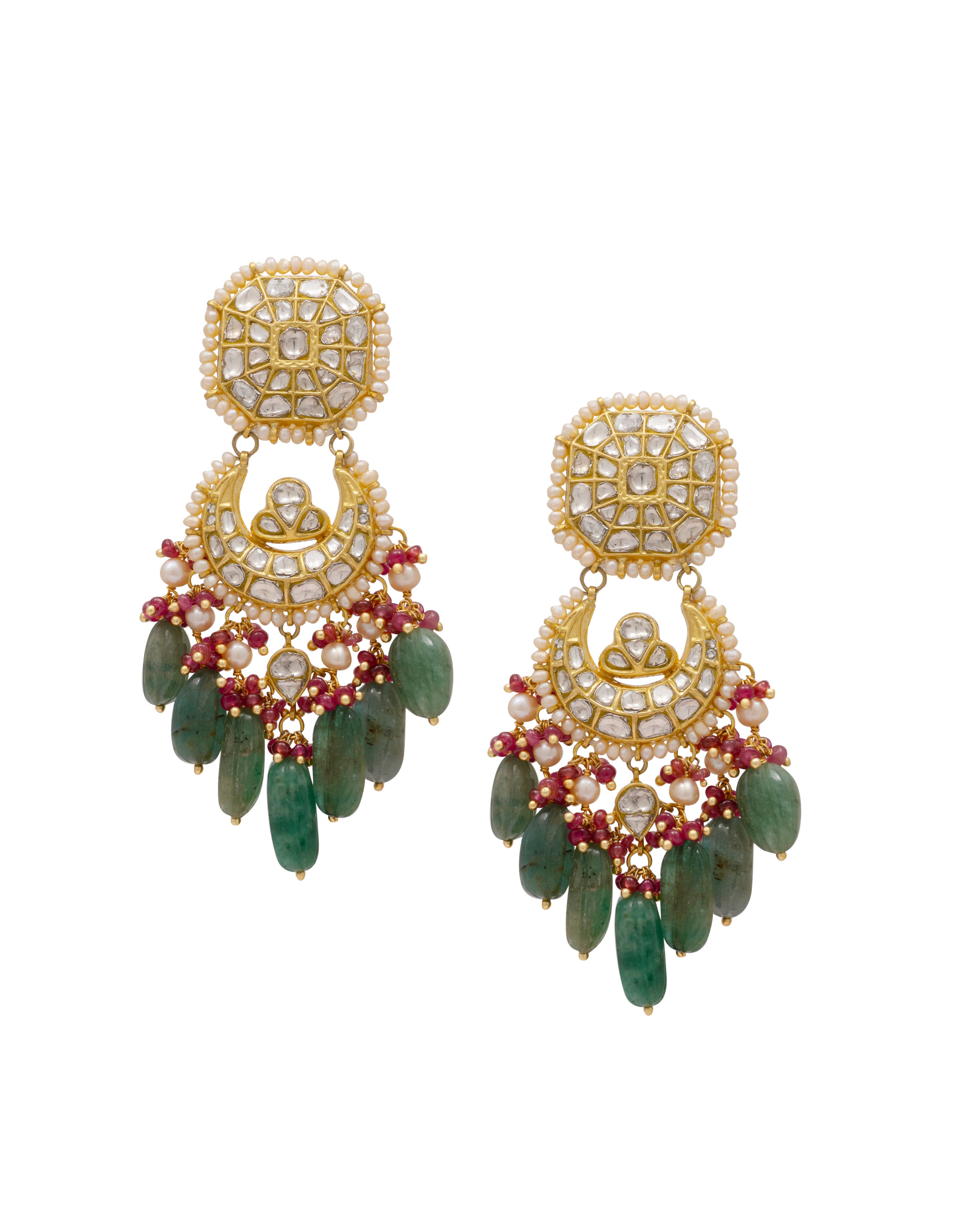 Neeliya Necklace and Kashish Chandbalis Polki Set