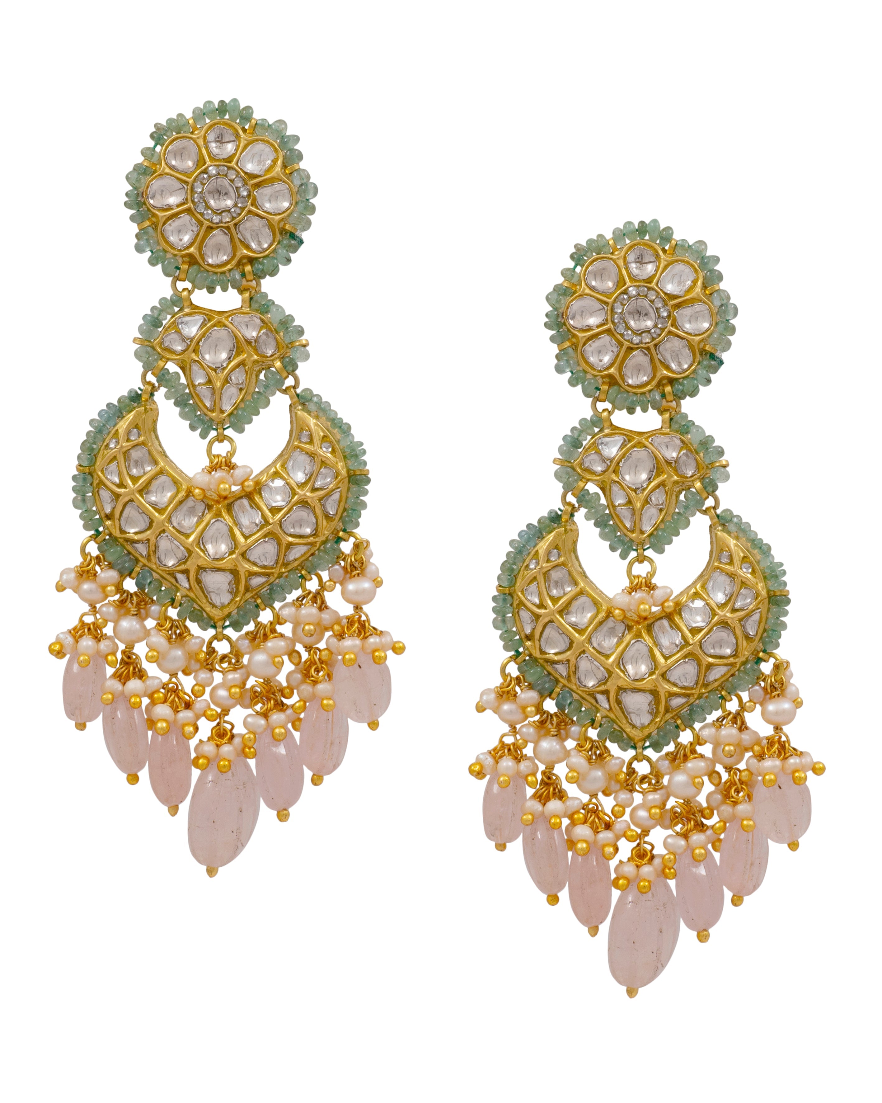 Vidya Necklace and Deepa Chandbalis Polki Set