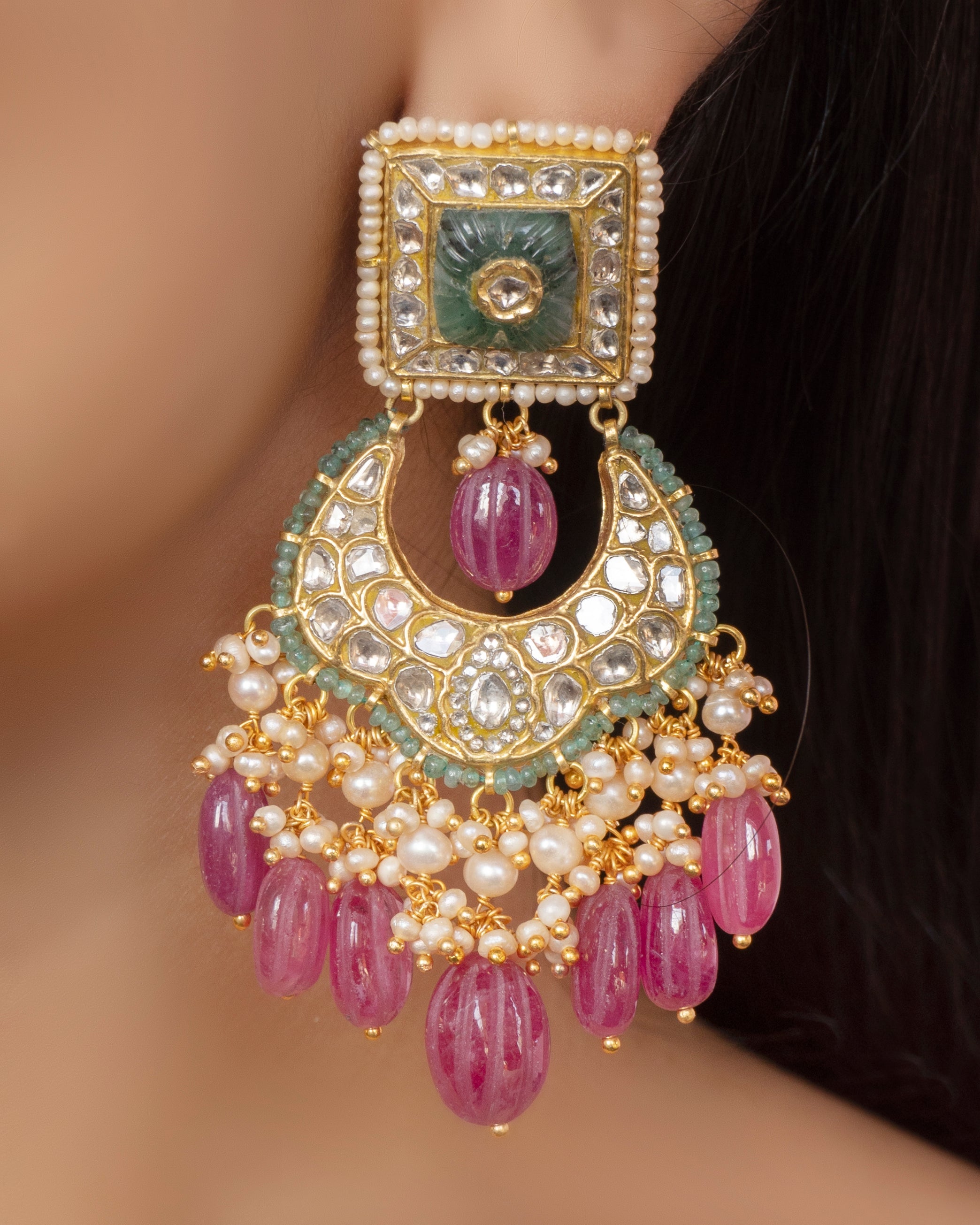 Simpi Necklace and Deeya Chandbalis Polki Set