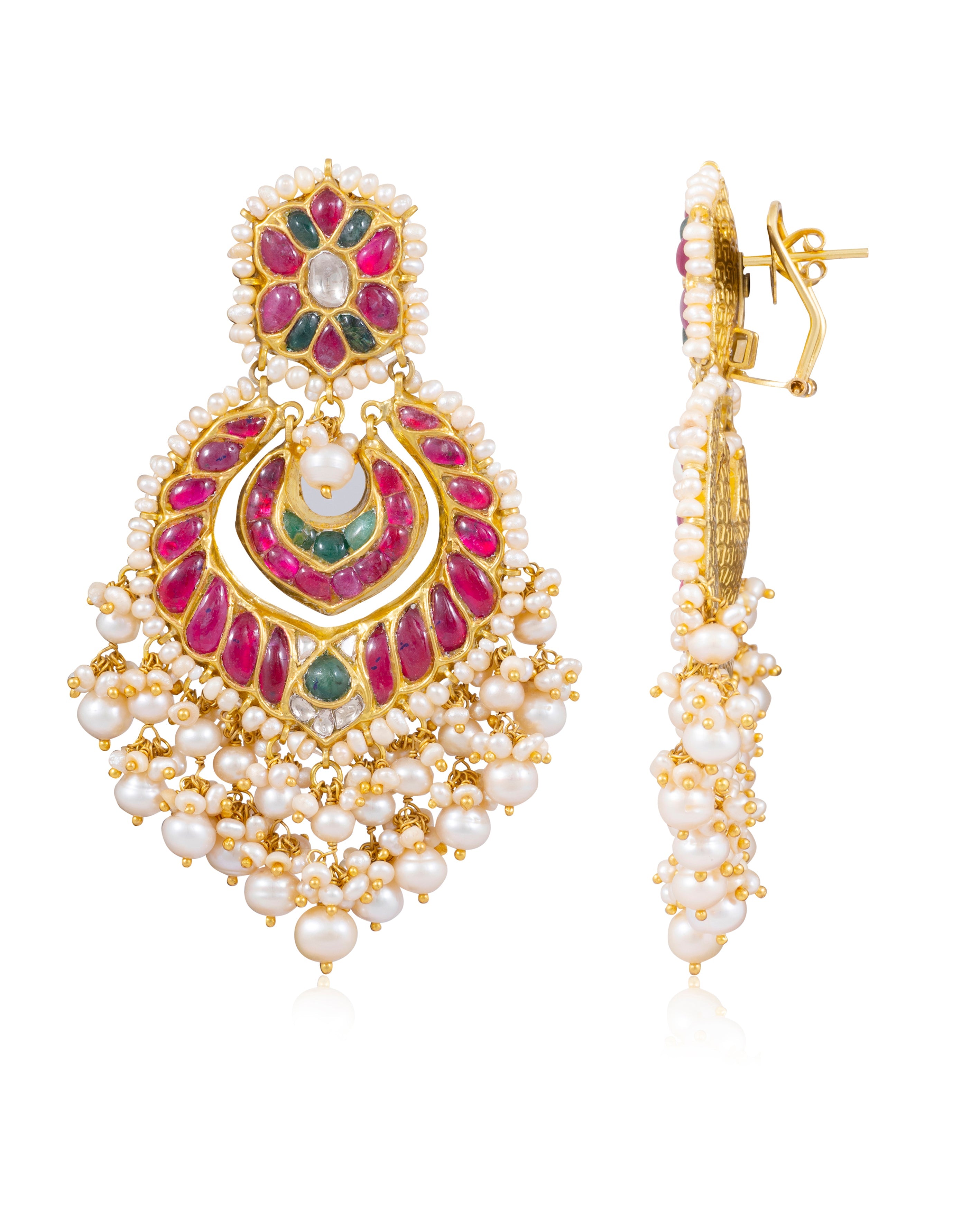 Ratna Long Necklace And Brinda Chandbalis Polki Set