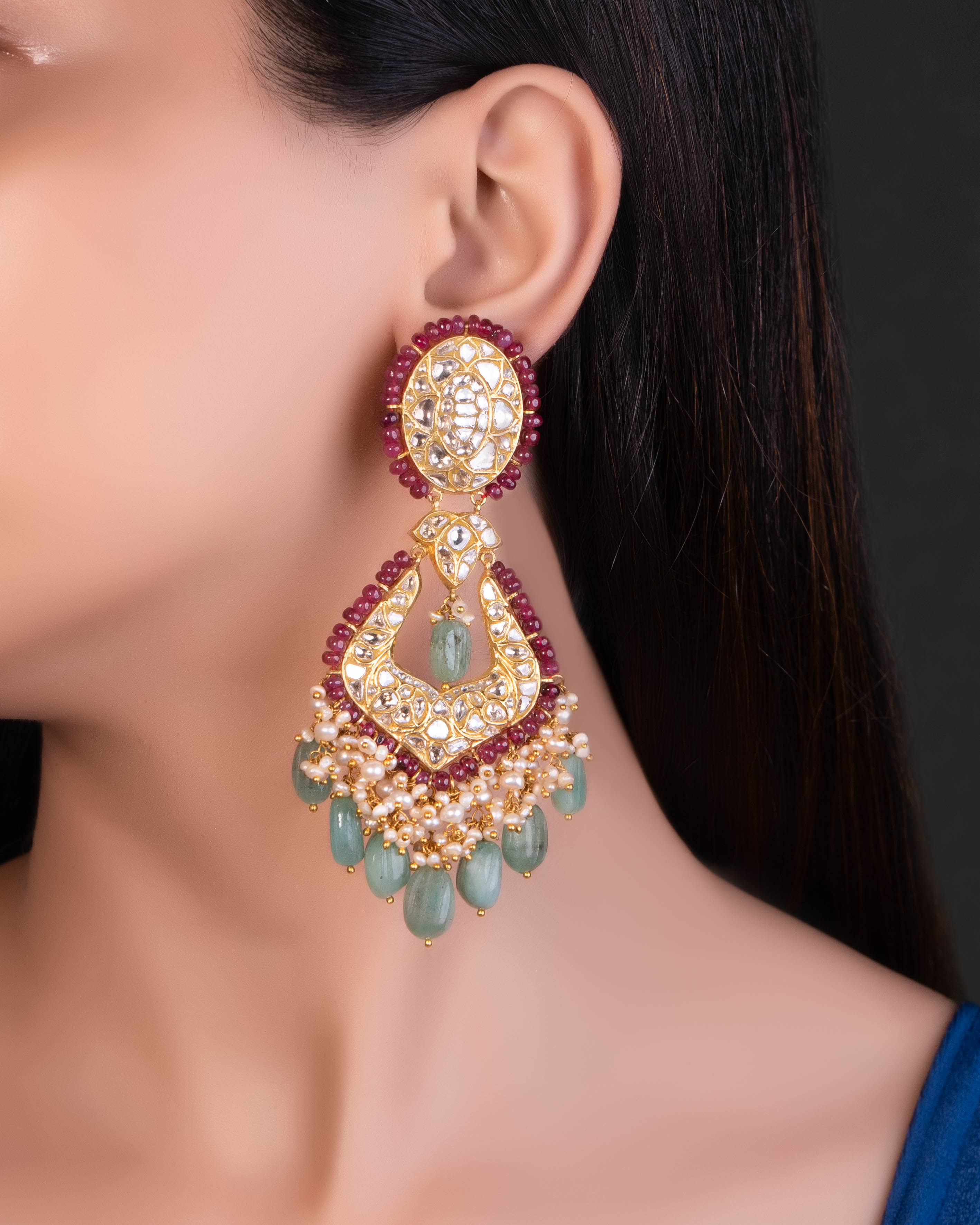 Niyati Necklace And Tejal Chandbalis Polki Set