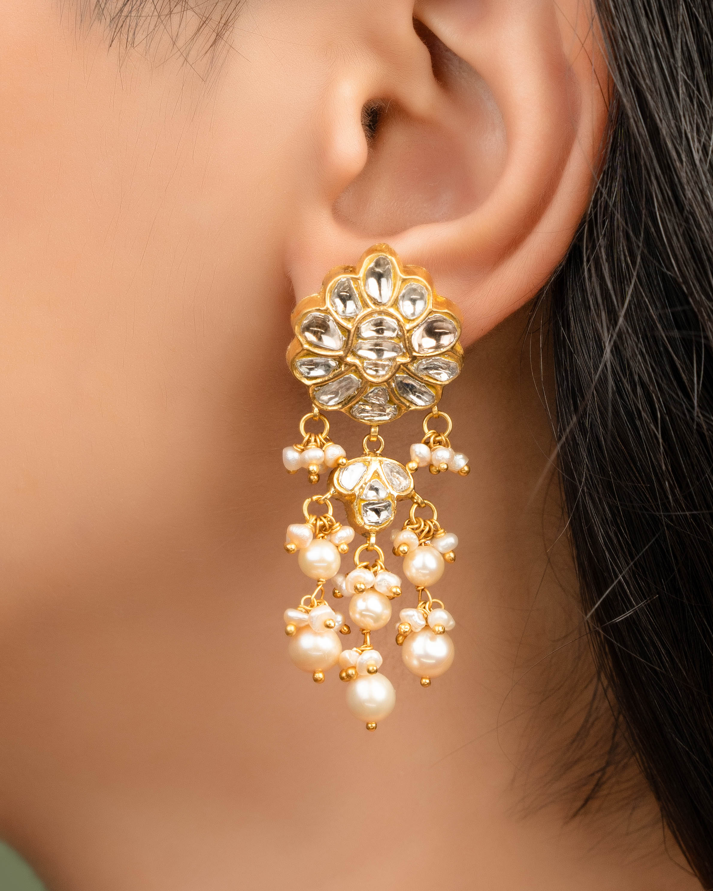 Nitu Long Earrings Polki