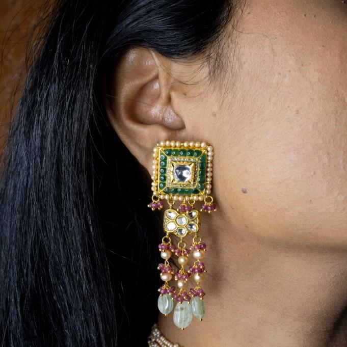 Iris Polki Long Earrings