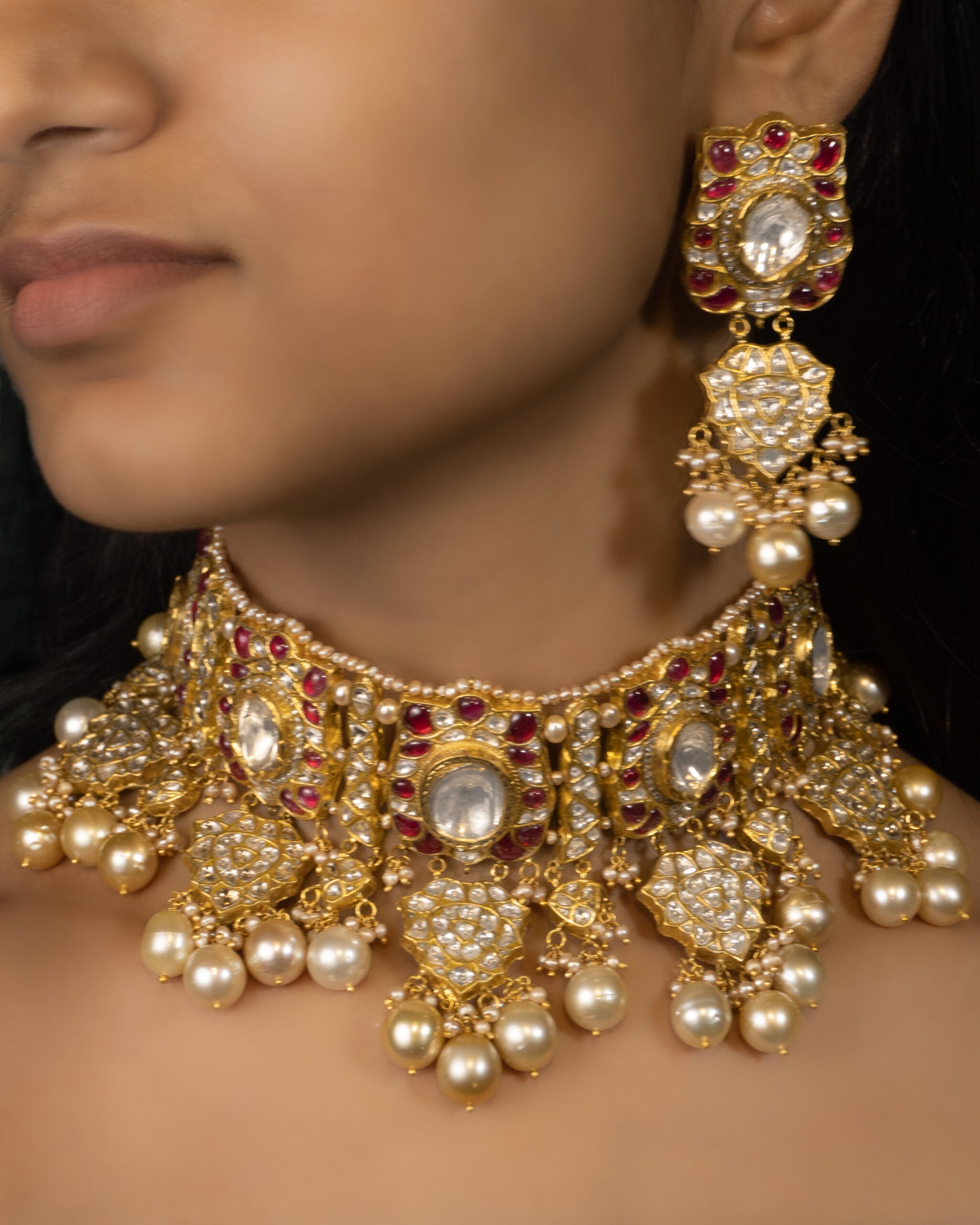 Riya Polki And Diamond Long Earrings