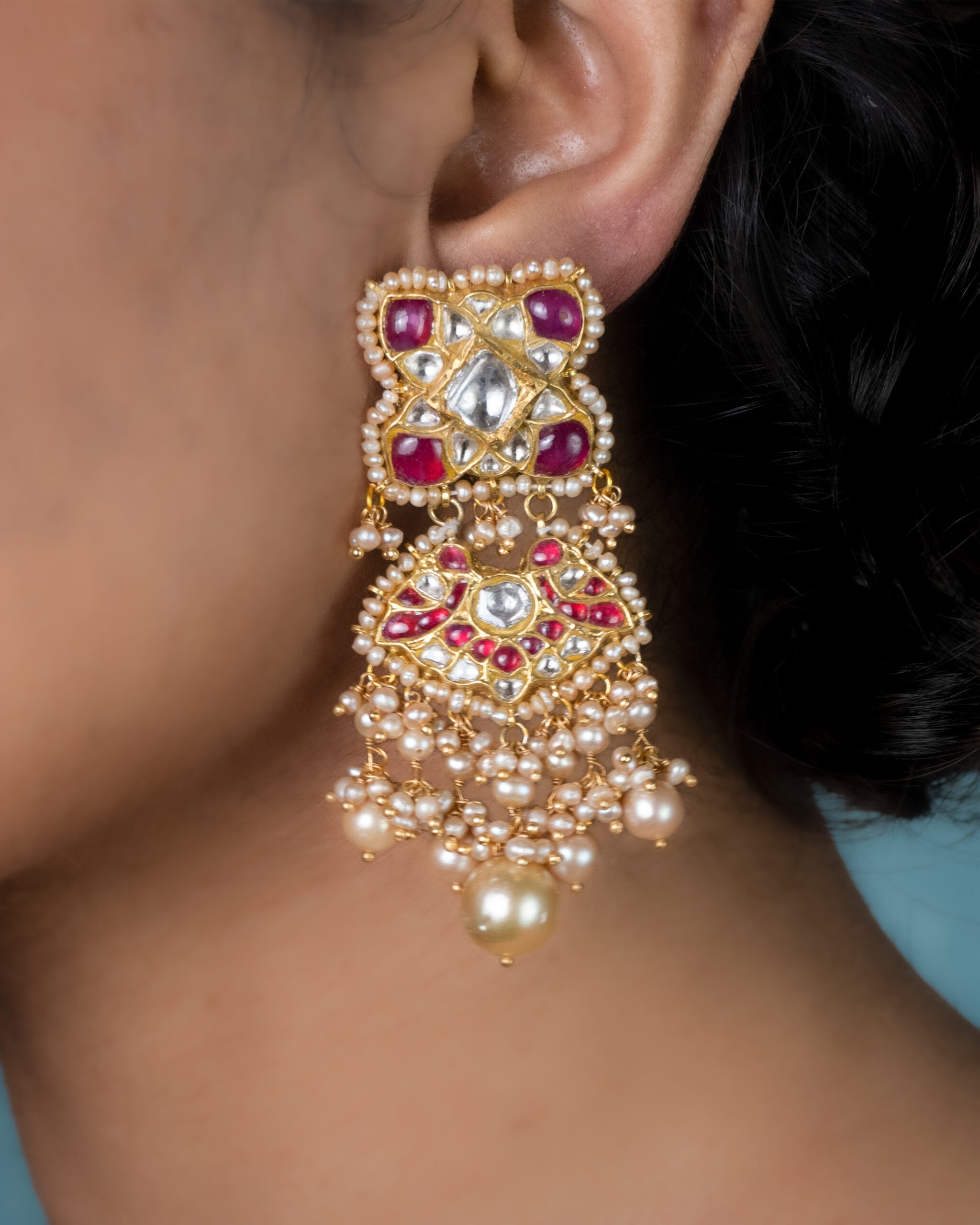 Rambha Polki Long Earrings