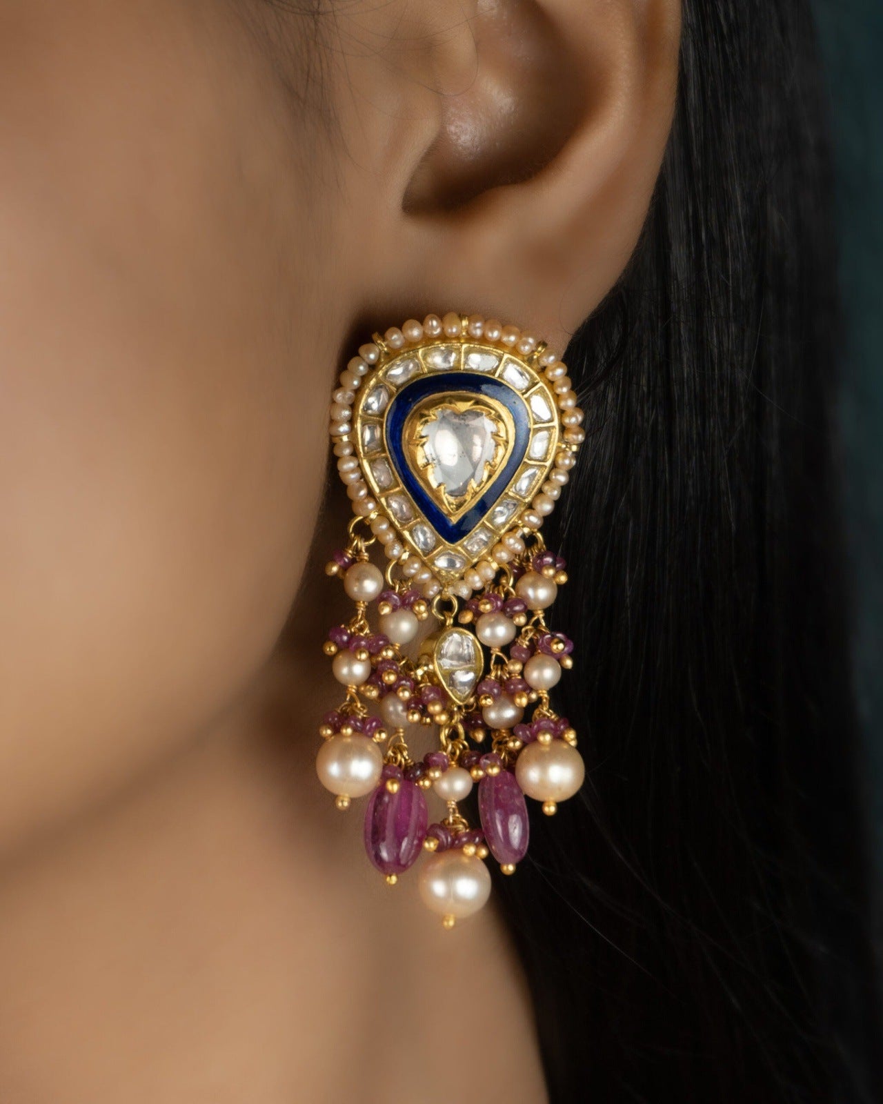 Ranila Polki Long Earrings
