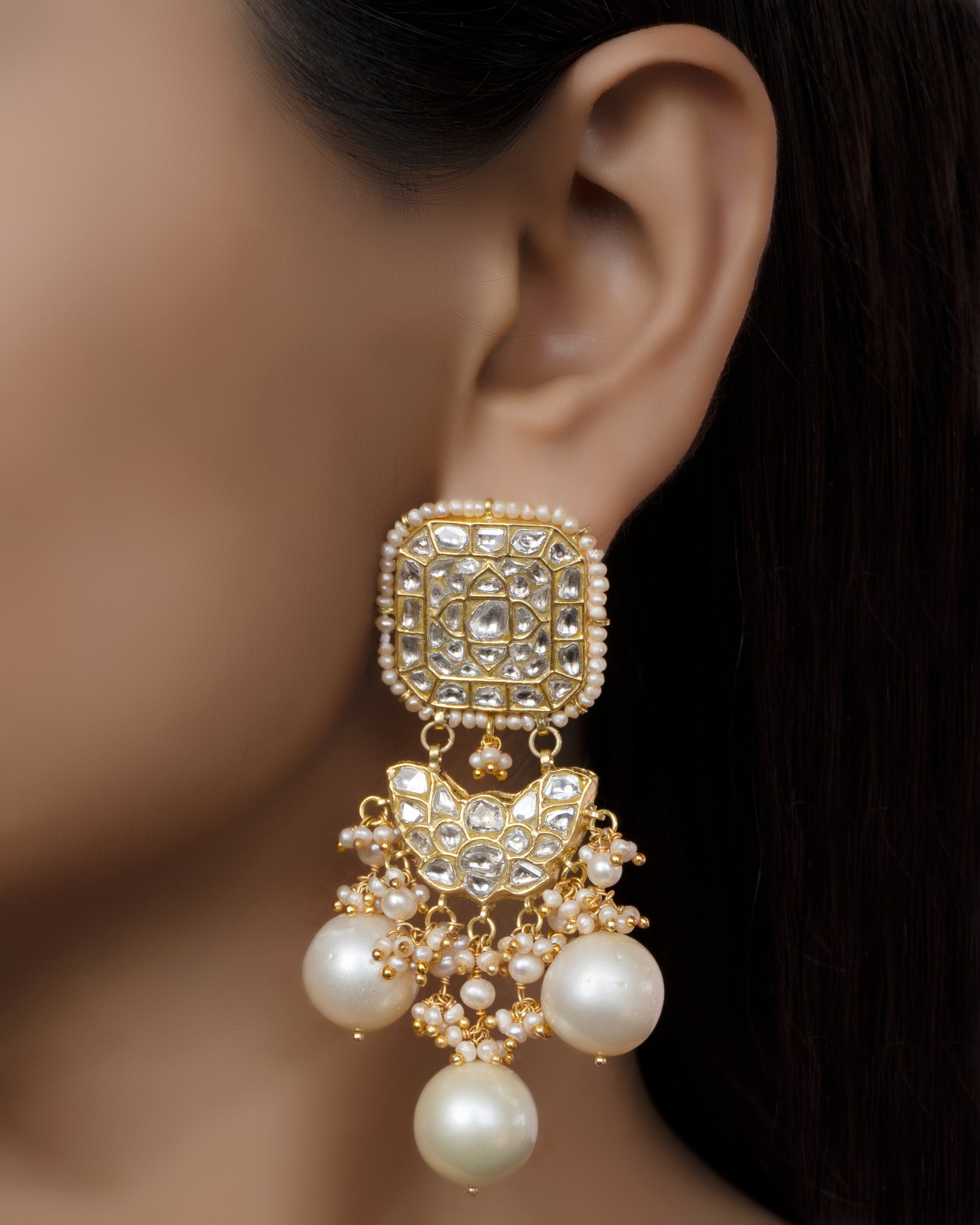 Rukshana Polki Long Earrings