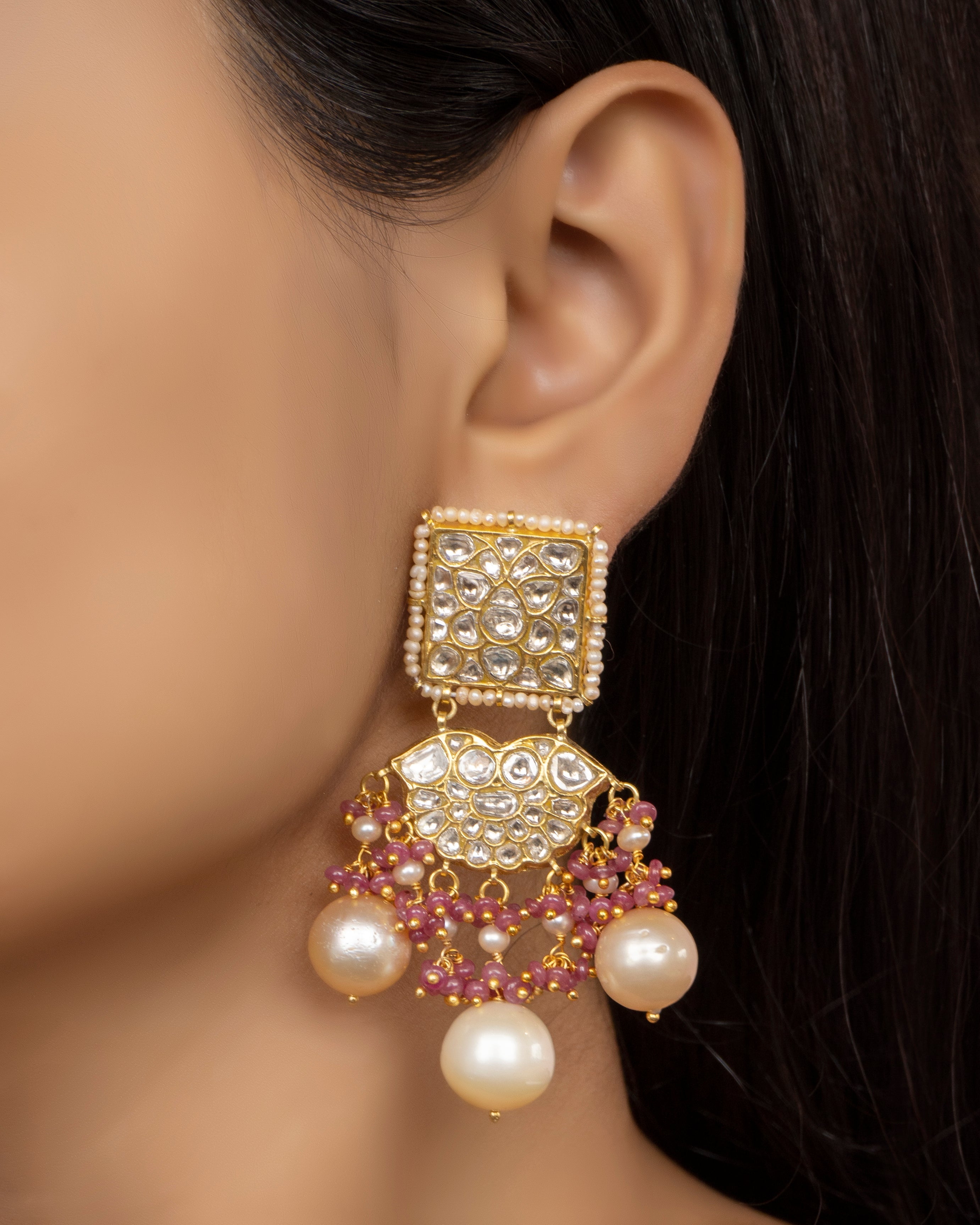 Manjusha Polki Long Earrings