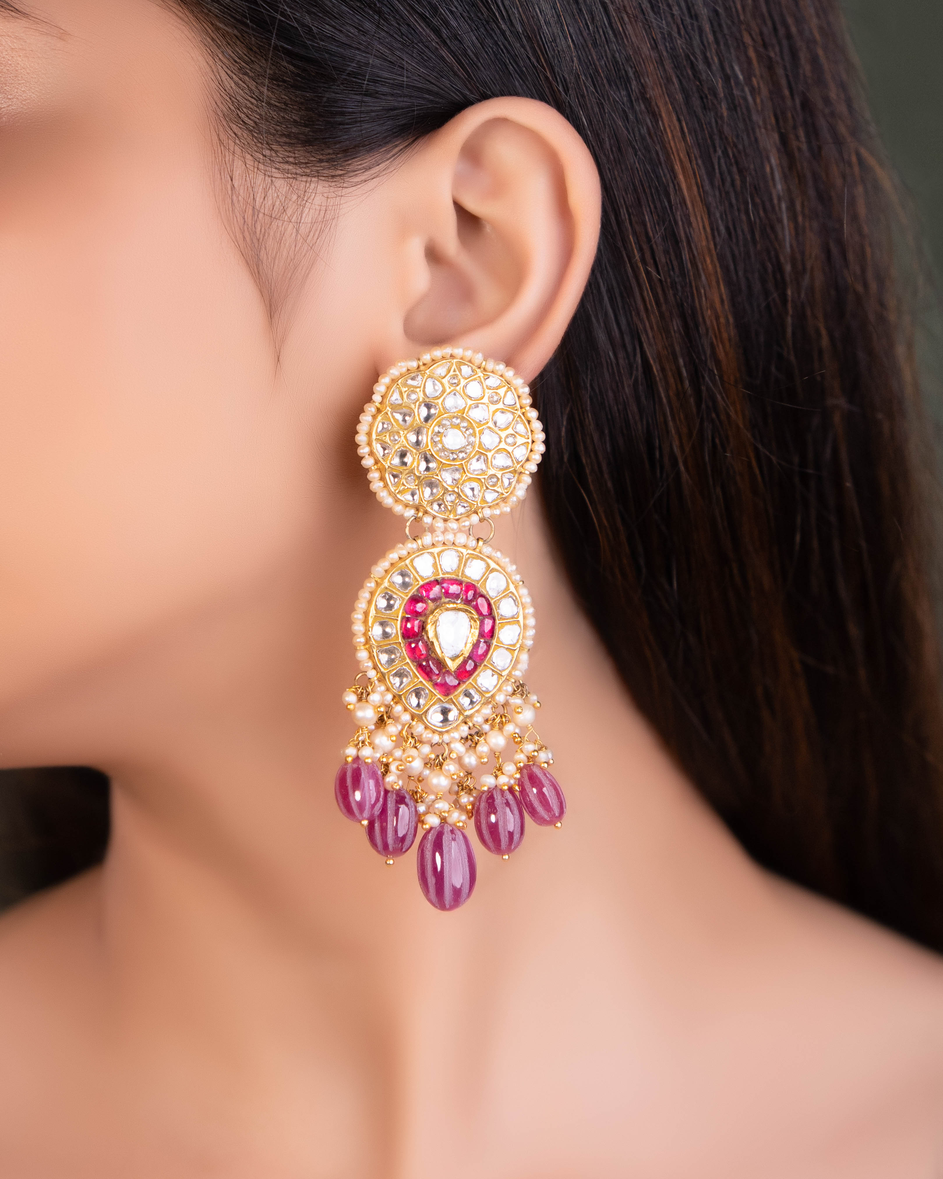 Karishma Polki Long Earrings
