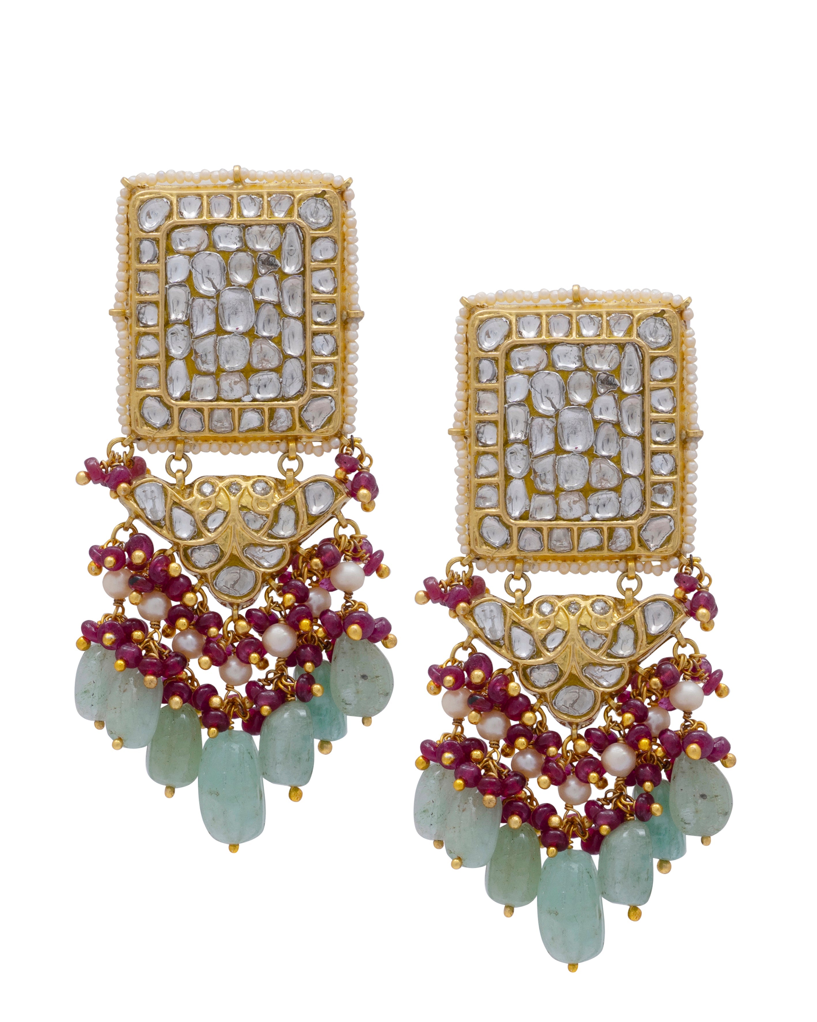 Shubneeka Polki Long Earrings