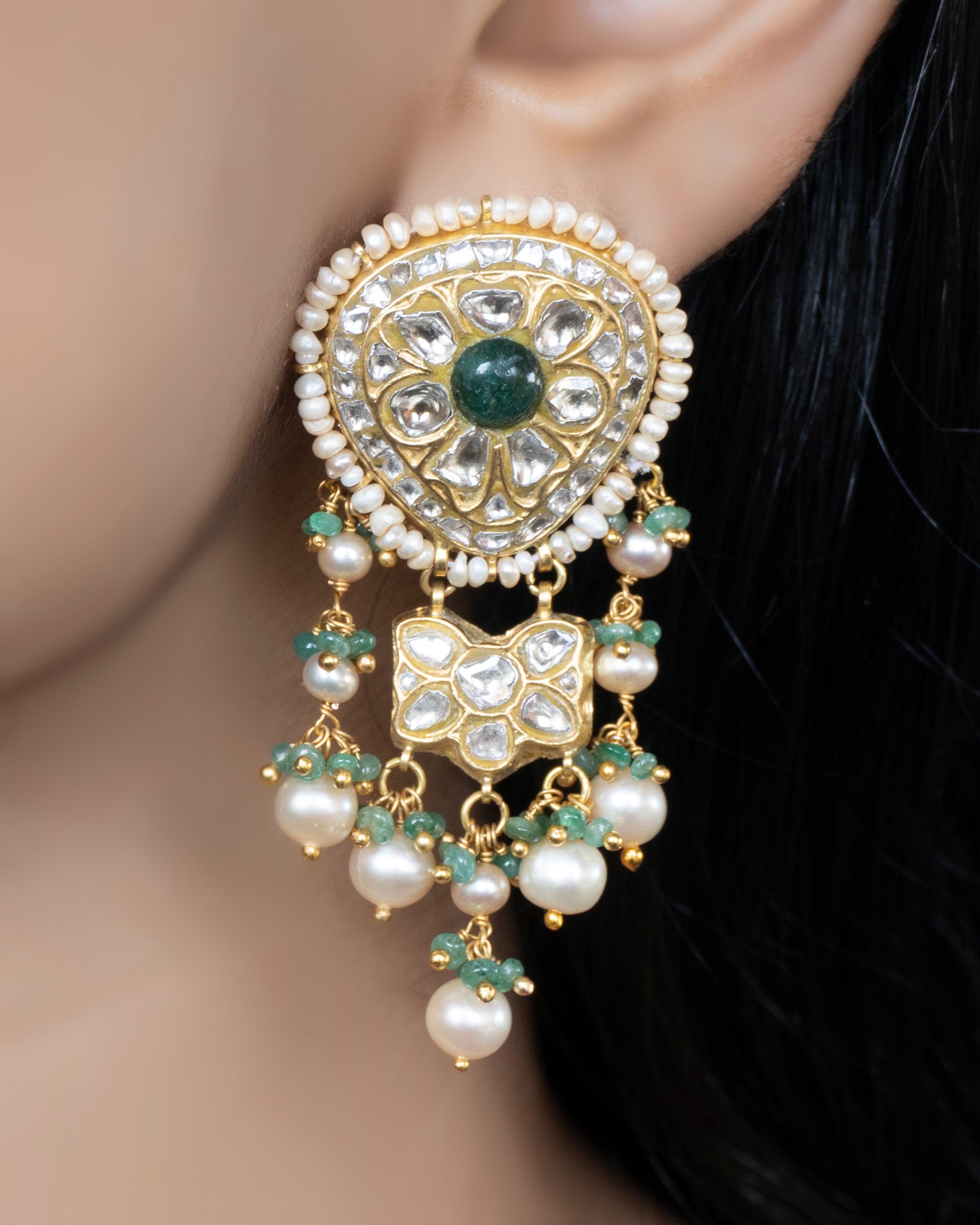 Icy Polki Long Earrings