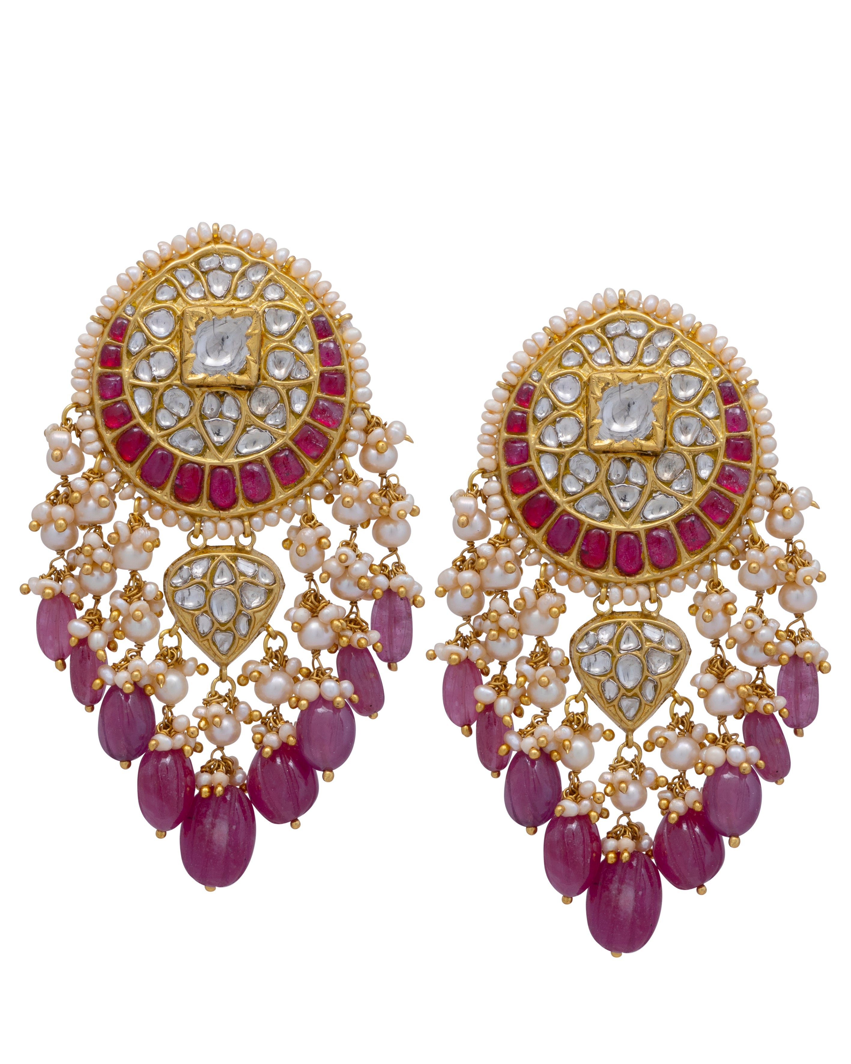 Normani Bead Choker and Tejal Long Earrings Polki Set