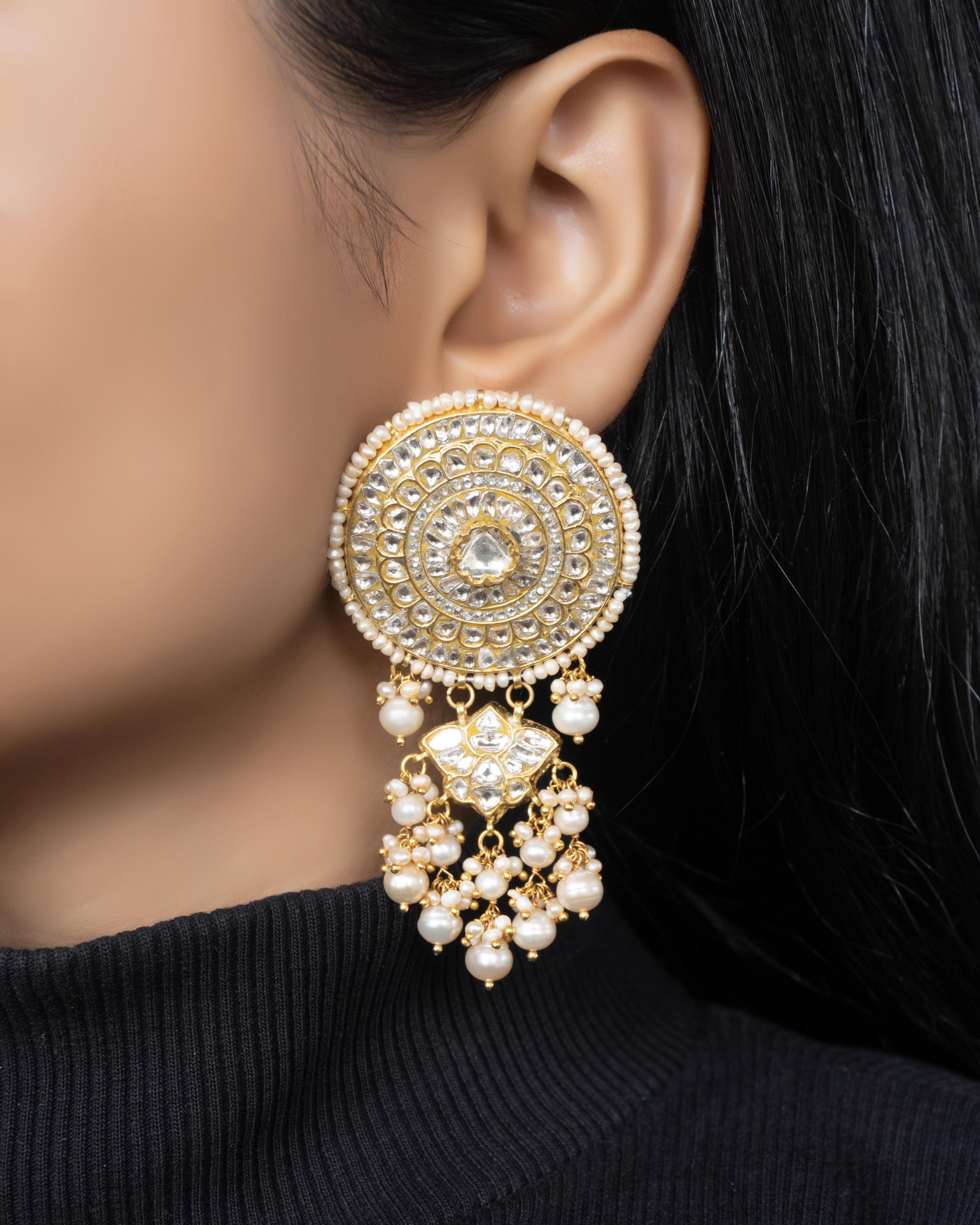 Shaina Polki Long Earrings