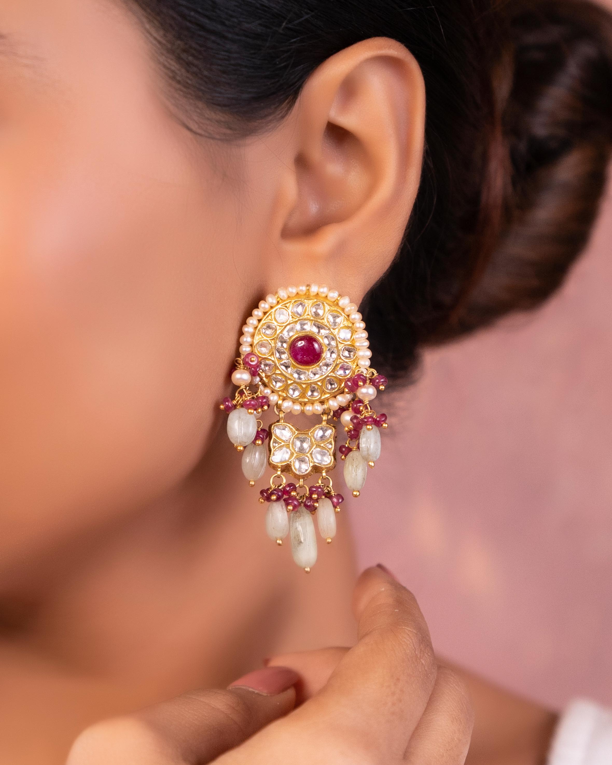 Kishori Polki Long Earrings