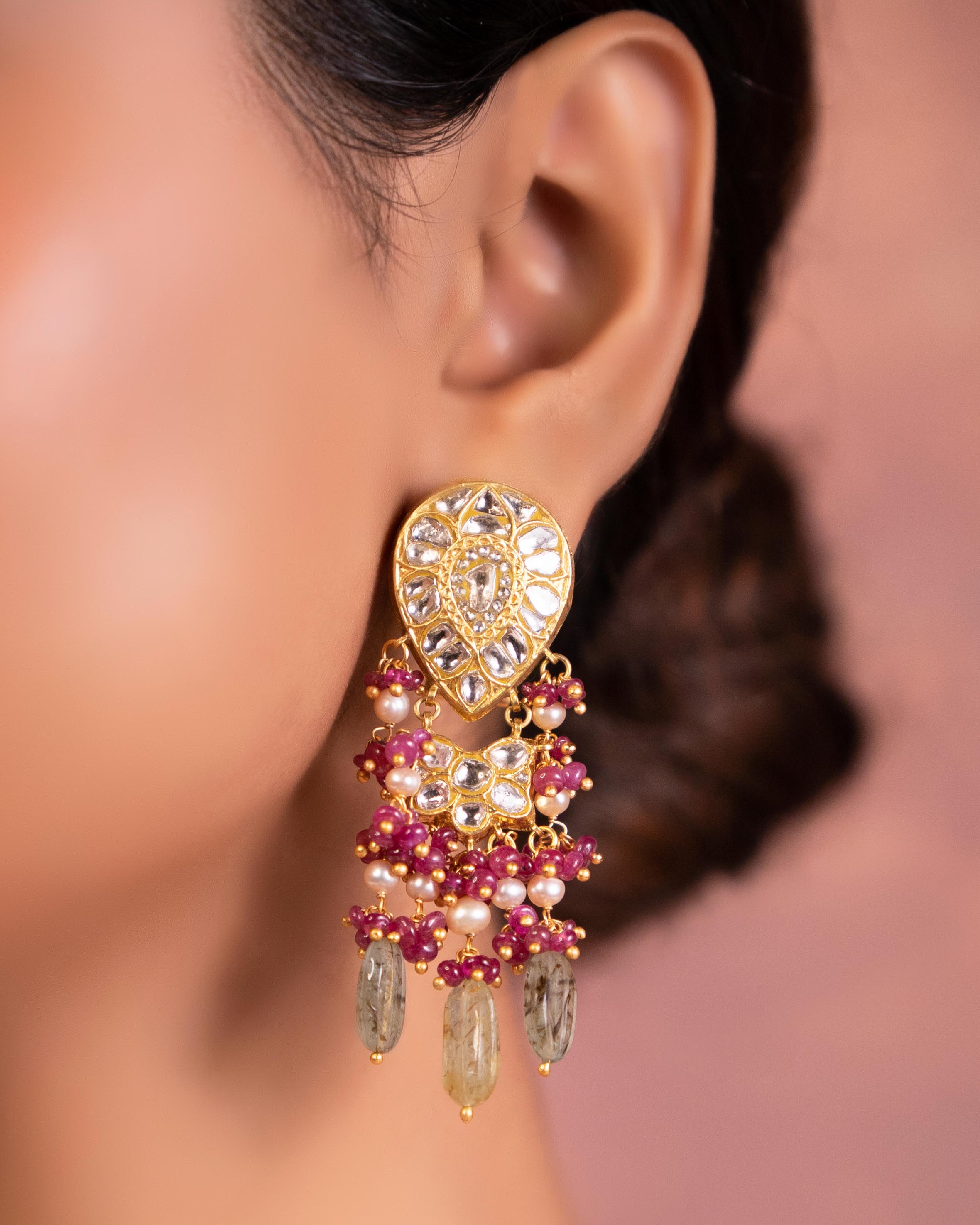 Manjika Polki Long Earings