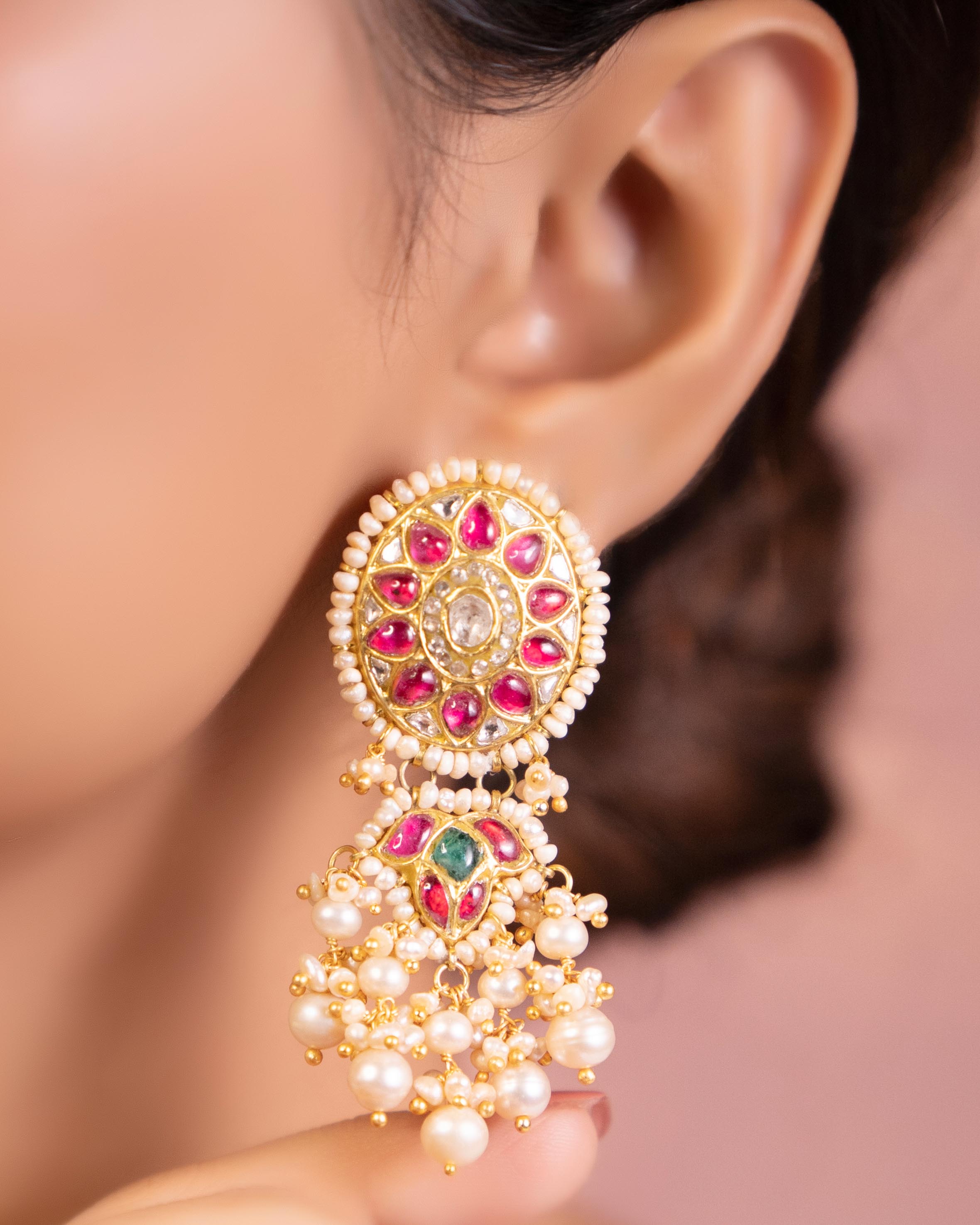 Mohana Polki Long Earrings