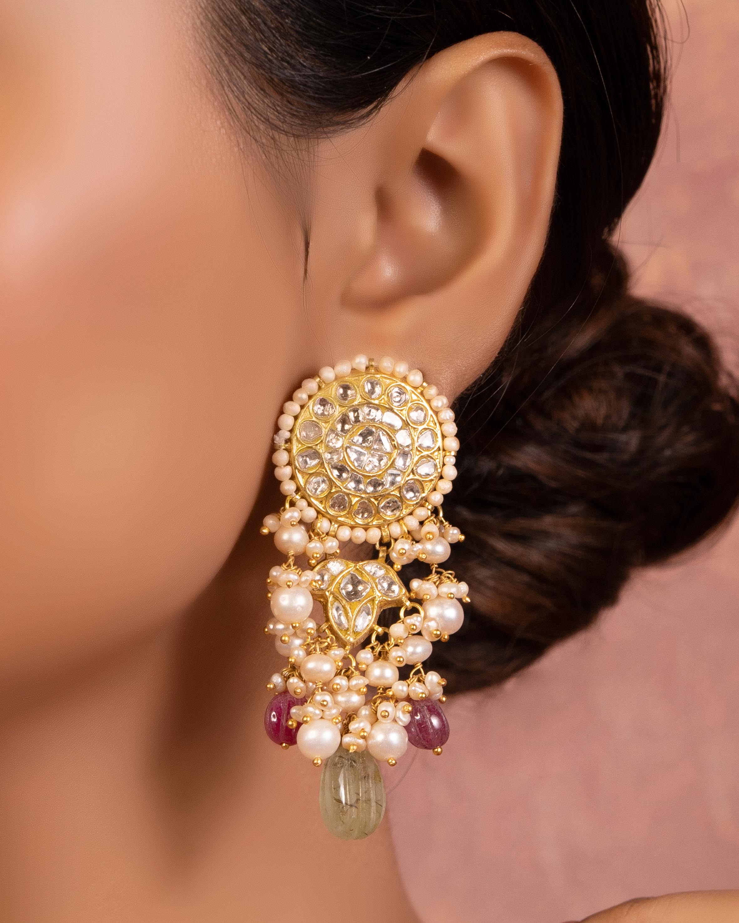 Darshana Polki Long Earrings