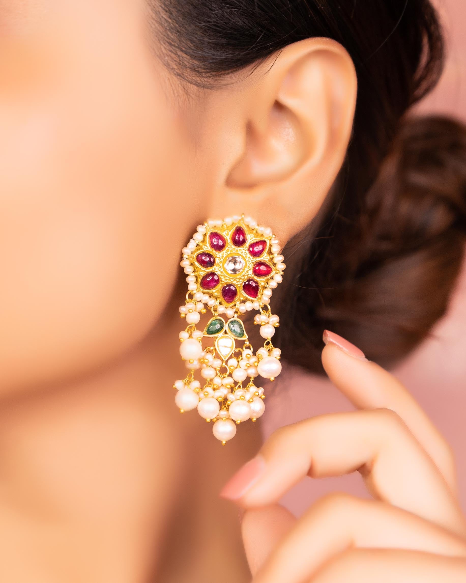 Samira Choker And Shaziya Long Earrings Polki Set