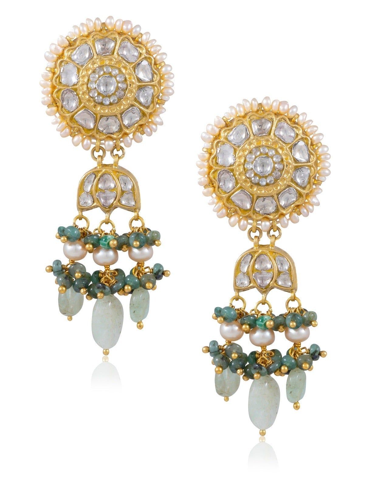 Indali Polki Long Earrings