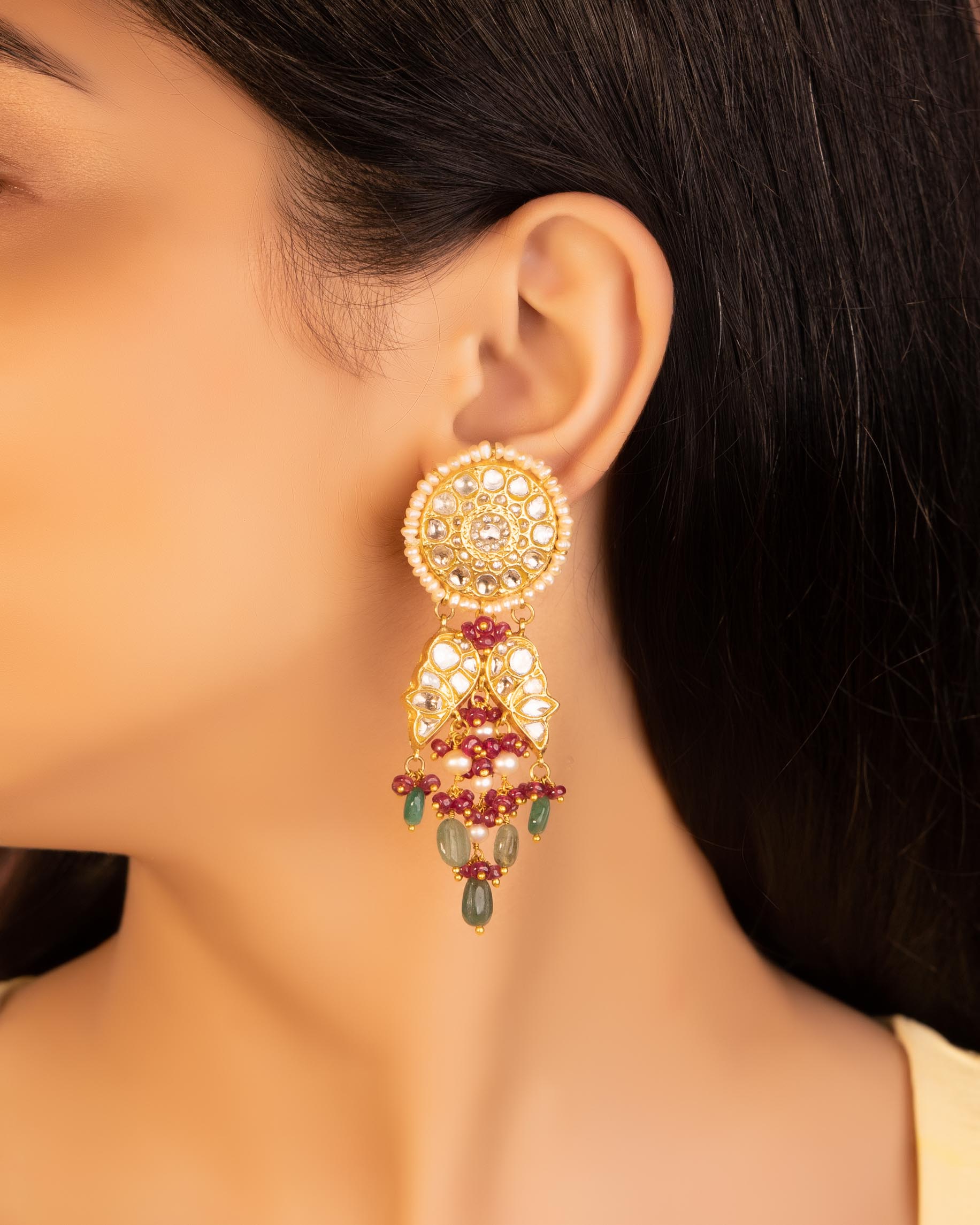 Zoya Polki Long Earrings