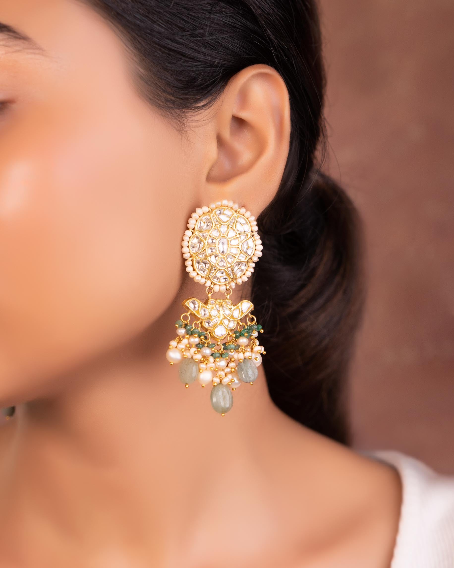 Rishita Polki Long Earrings