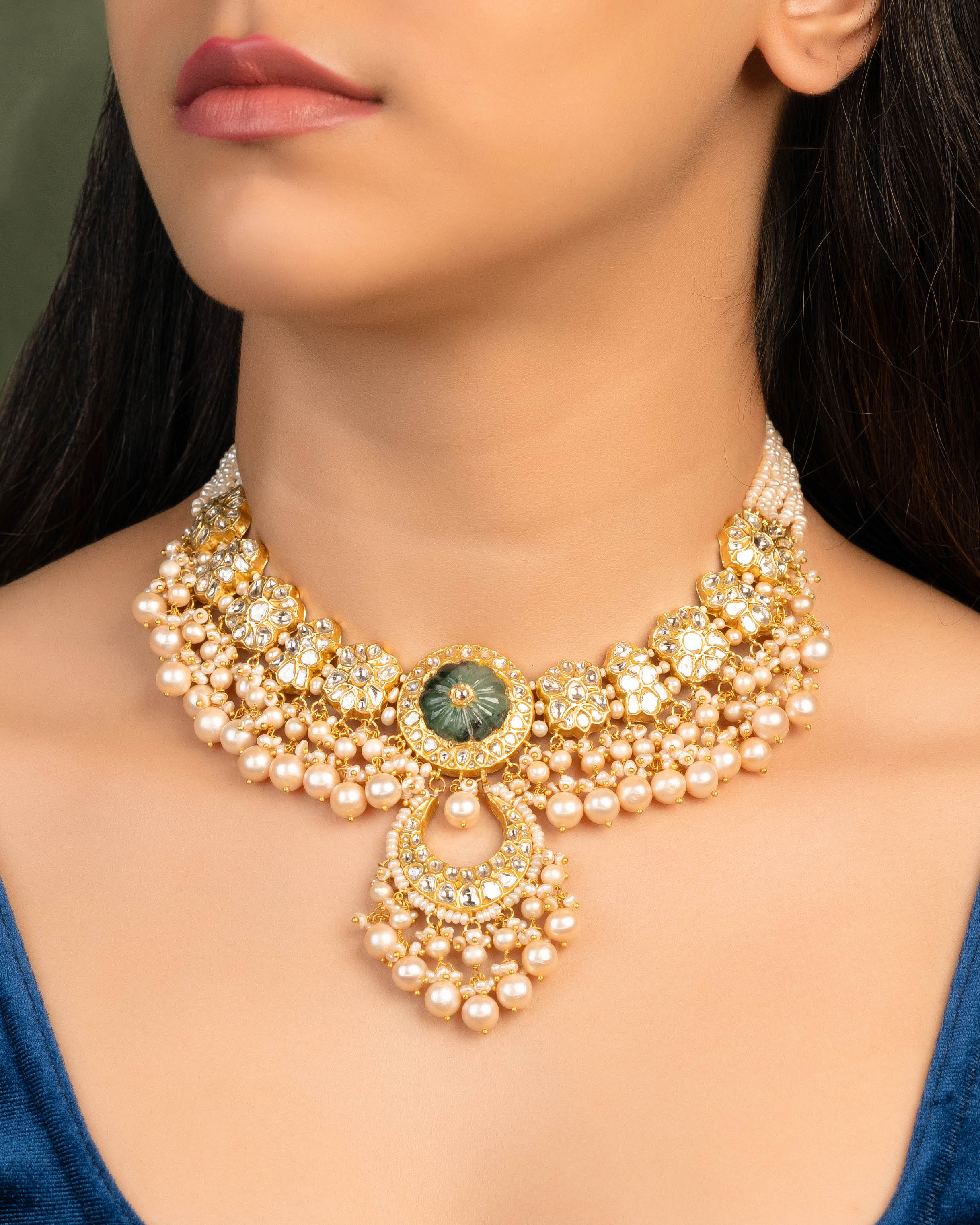 Suhana Necklace And Medha Chandbalis Polki Set