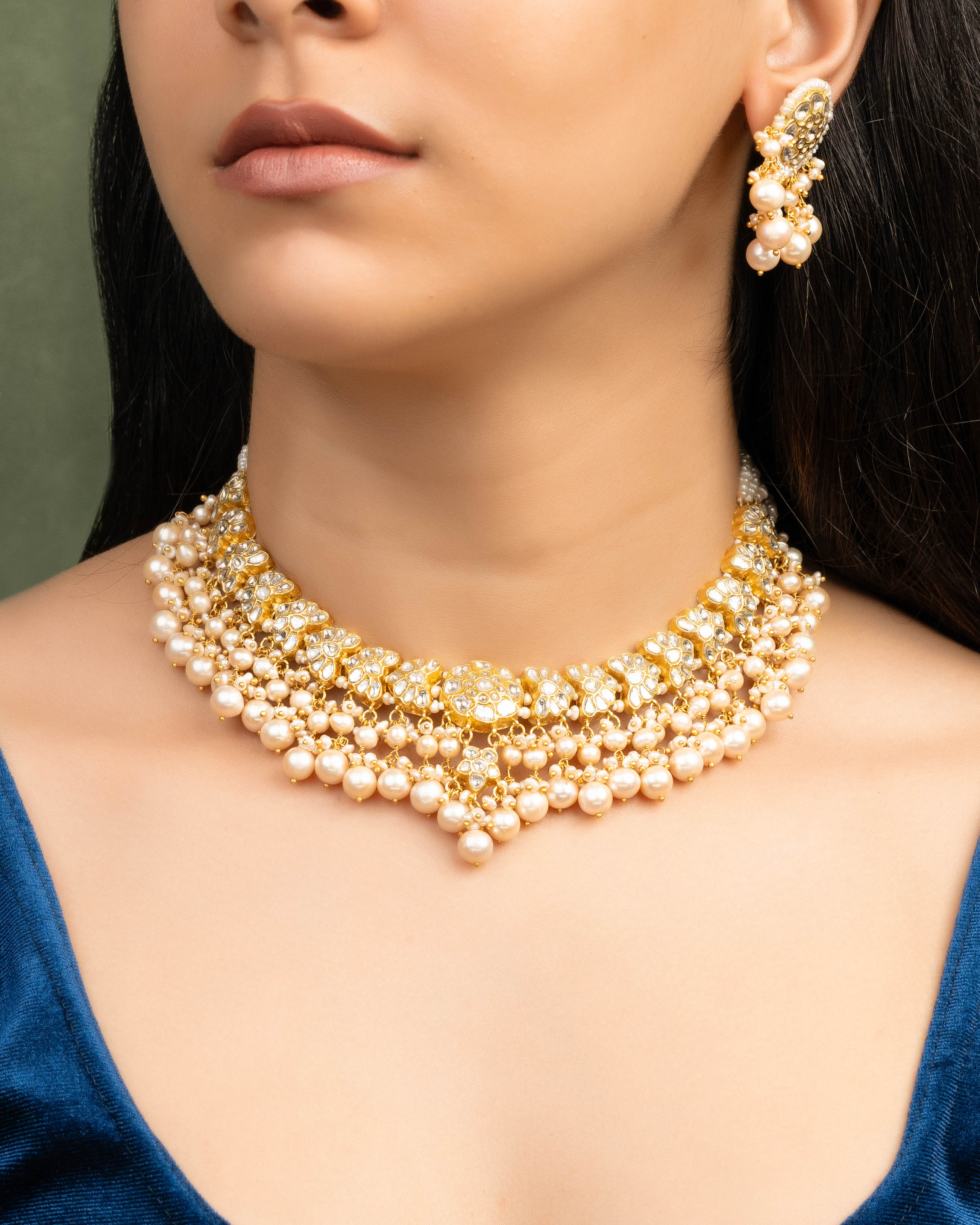 Riyanshi Necklace And Aarzu Tops Polki Set