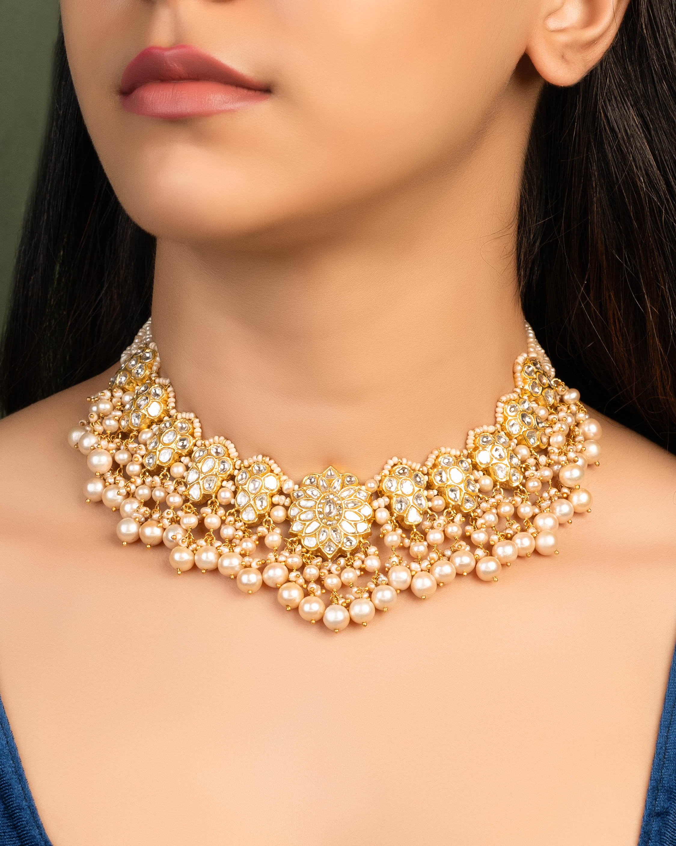 Vinita Necklace And Ruhuliya Tops Polki Set