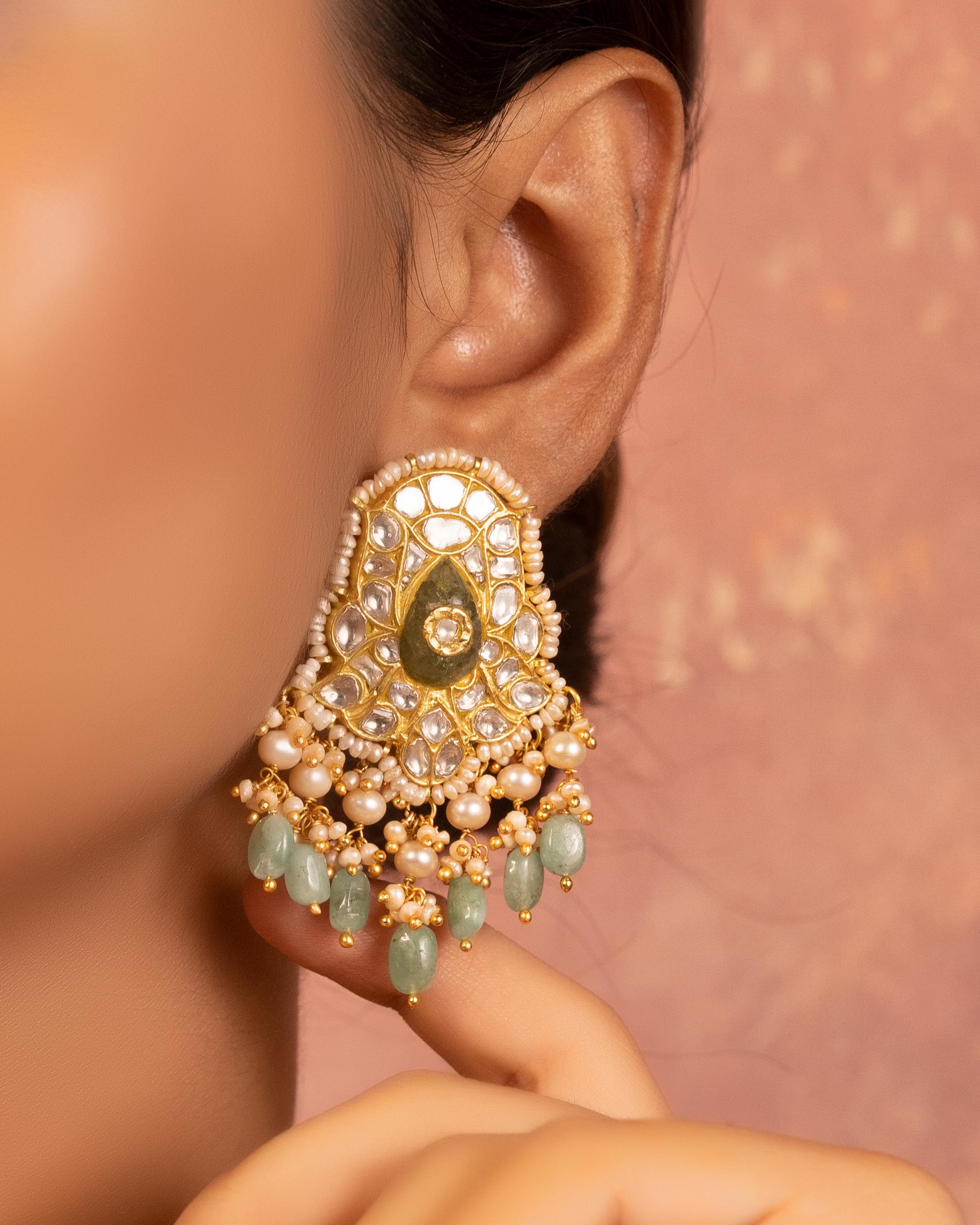 Marzana Bead Pendant and Rupeksha Tops Polki Set