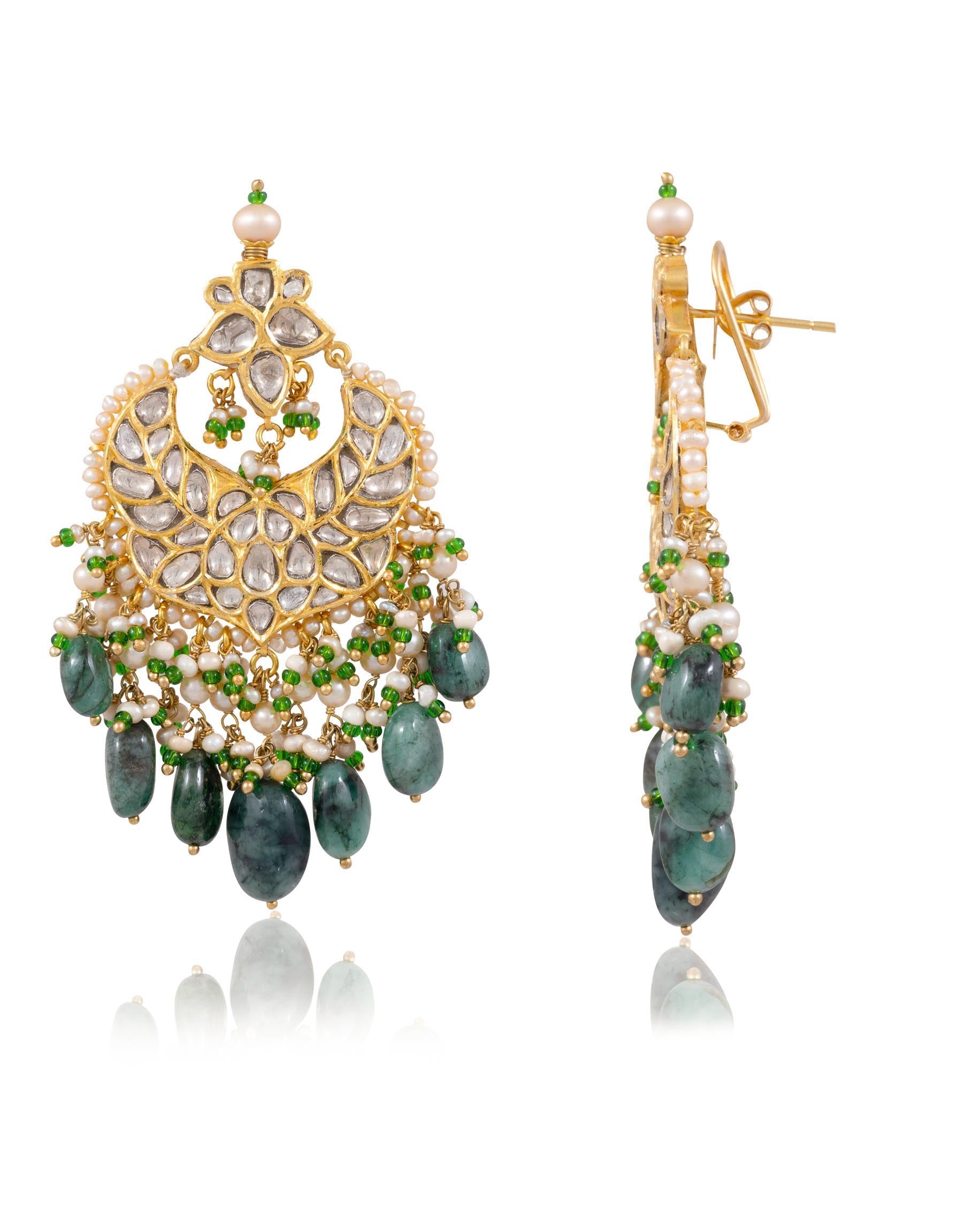 Asmita Necklace And Danvi Chandbalis Polki Set