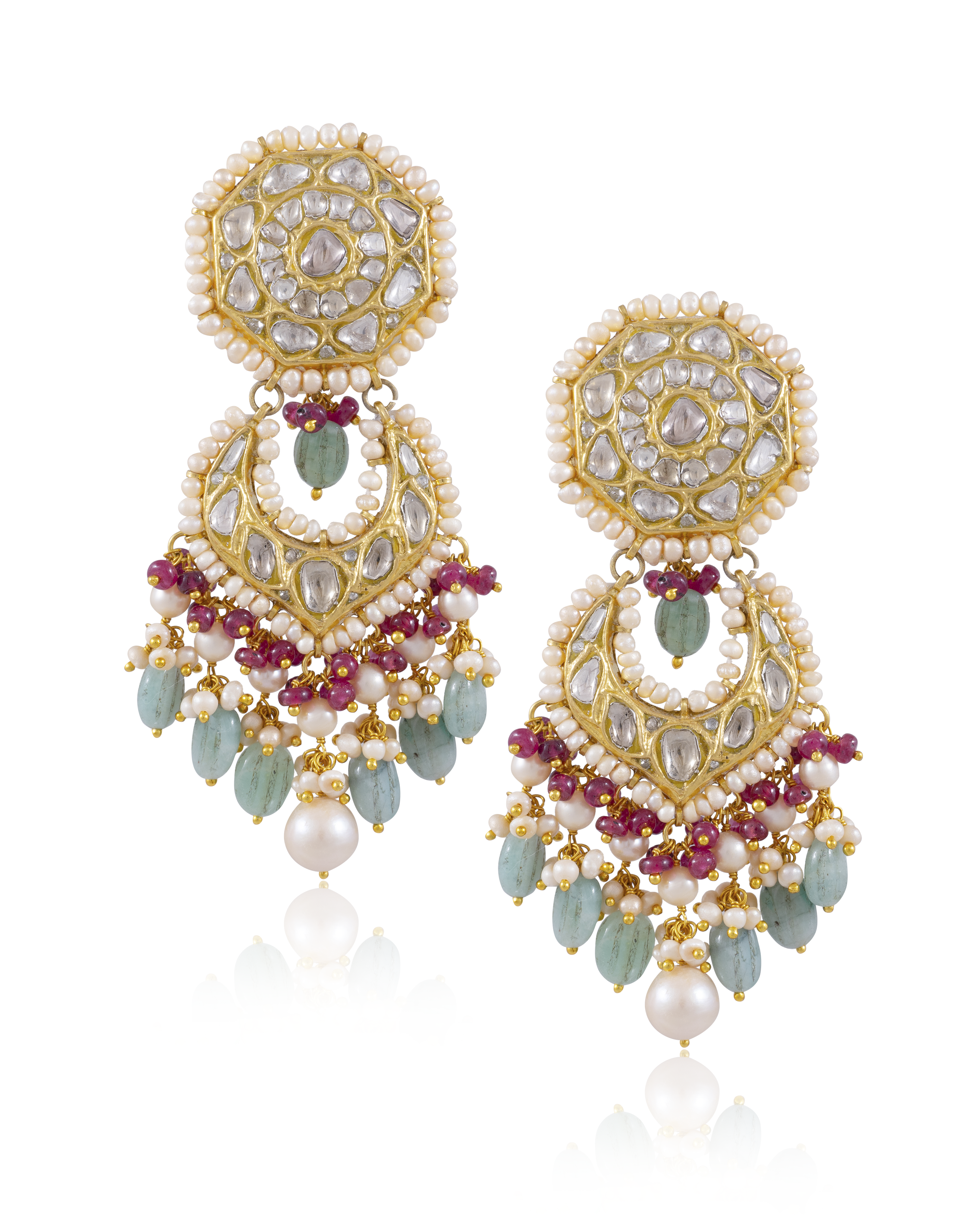 Sevil Necklace And Vivi Chandbalis Polki Set