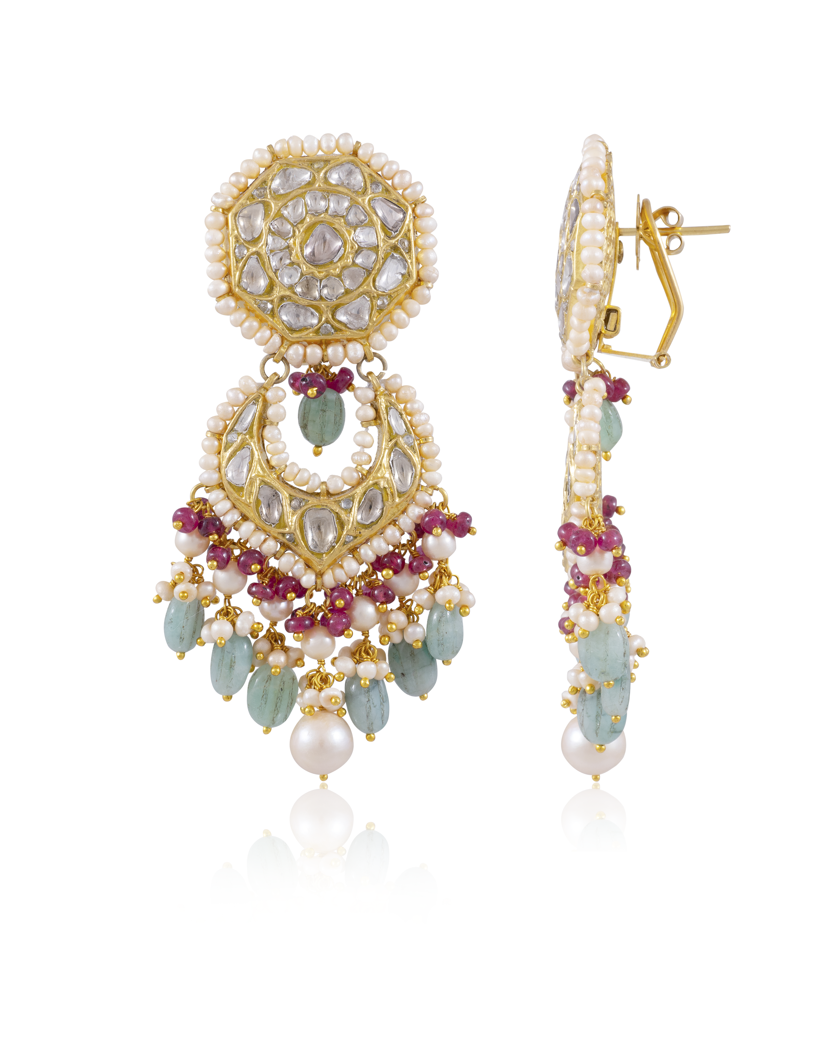 Sevil Necklace And Vivi Chandbalis Polki Set