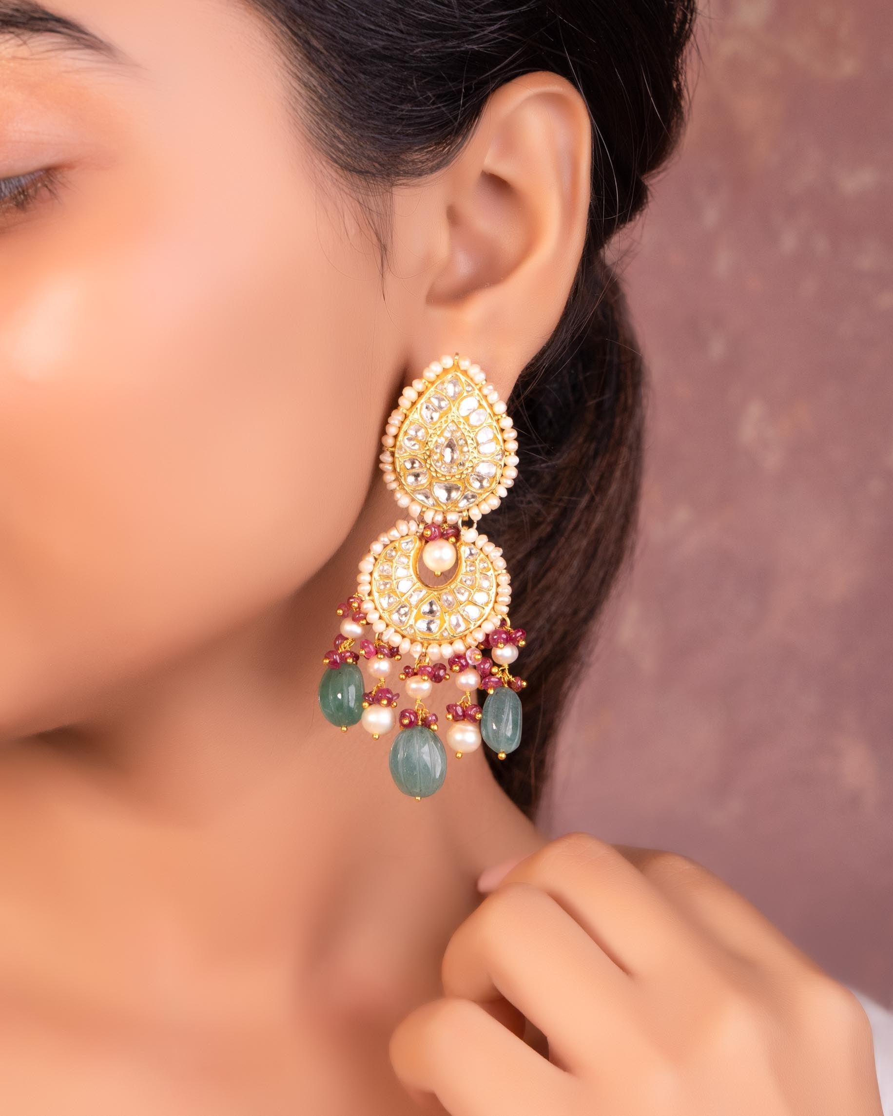 Freya Necklace And Amy Chandbalis Polki Set