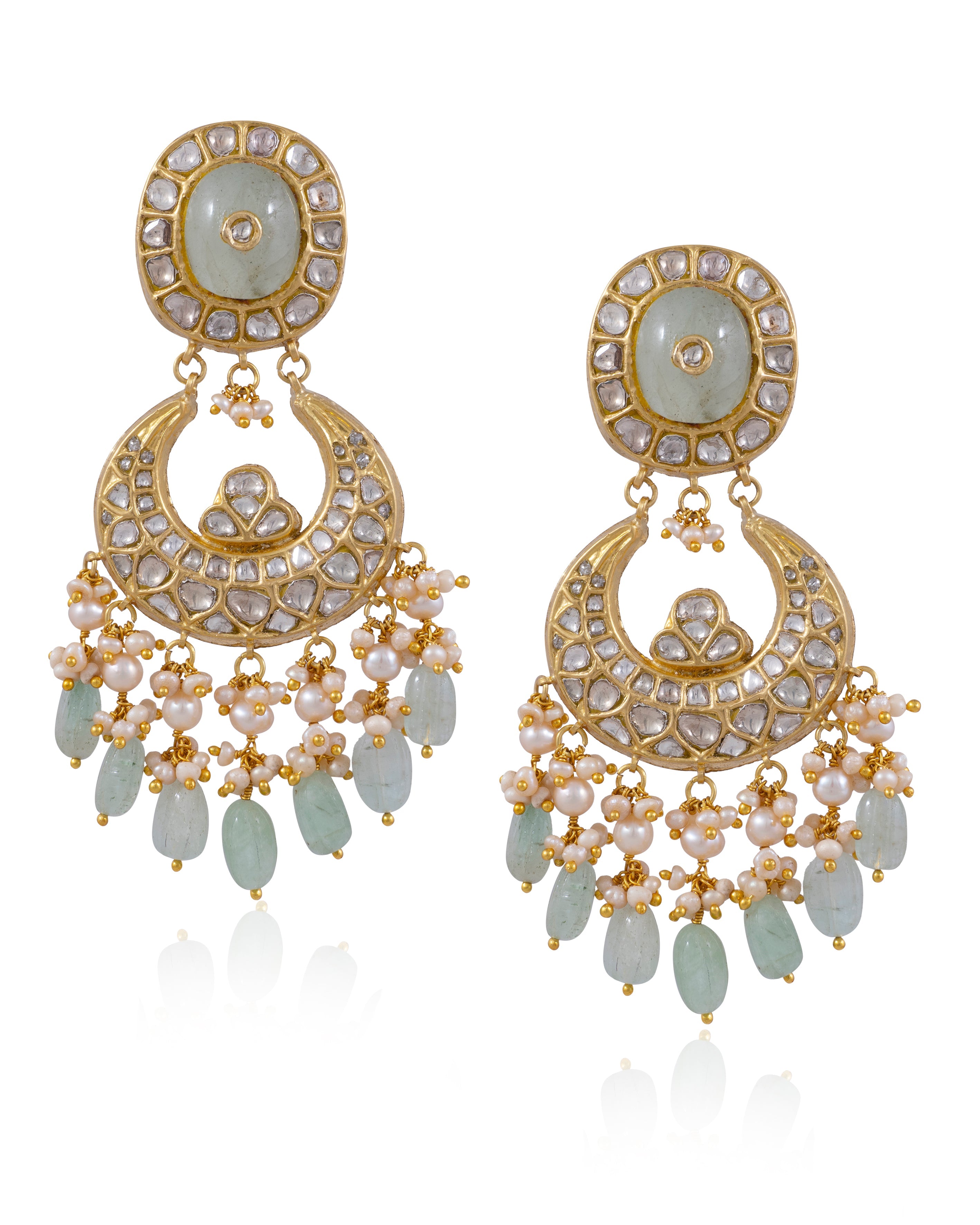 Geeta Necklace And Bemani Chandbalis Polki Set