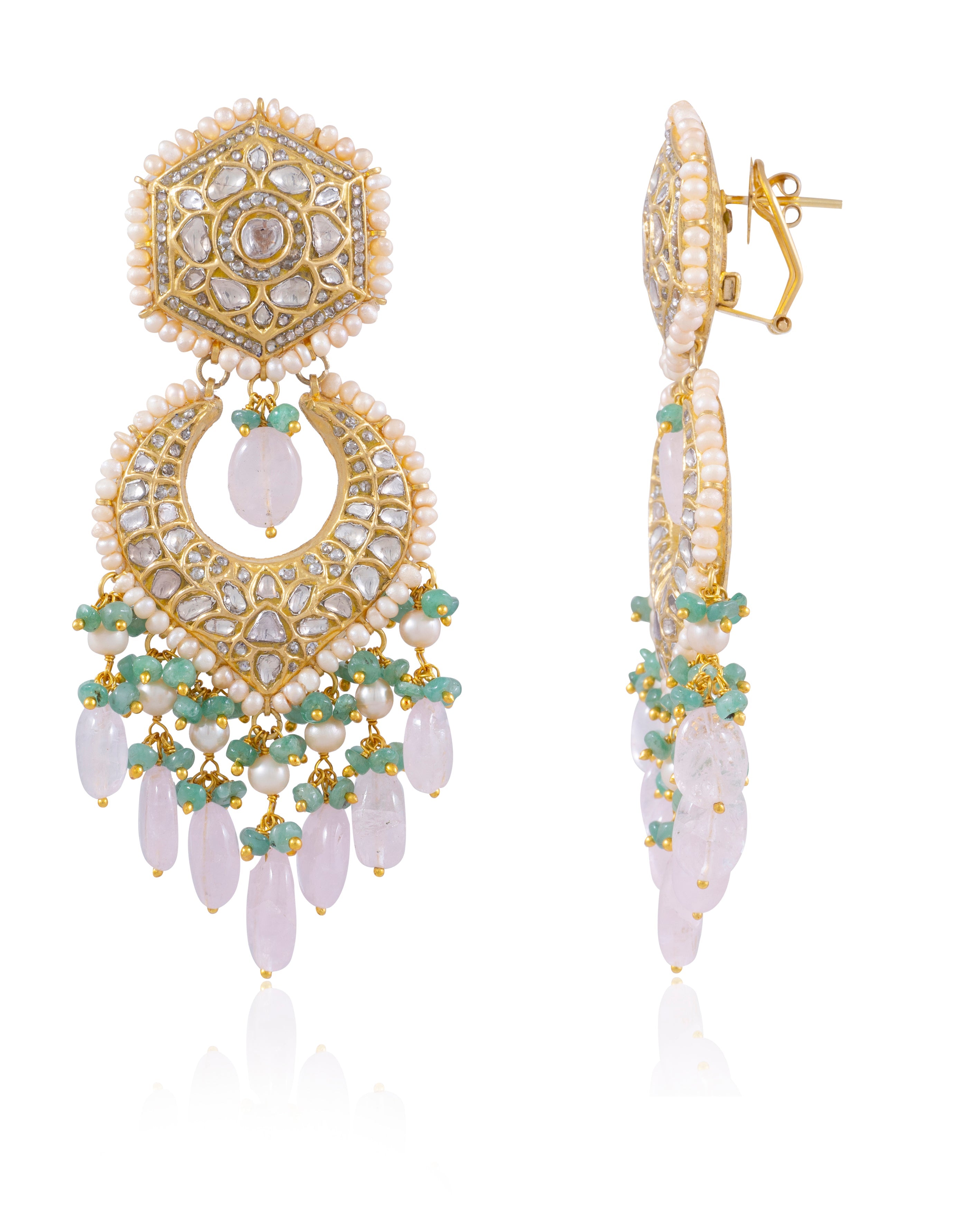 Tamia Necklace And Parchi Chandbalis Polki Set