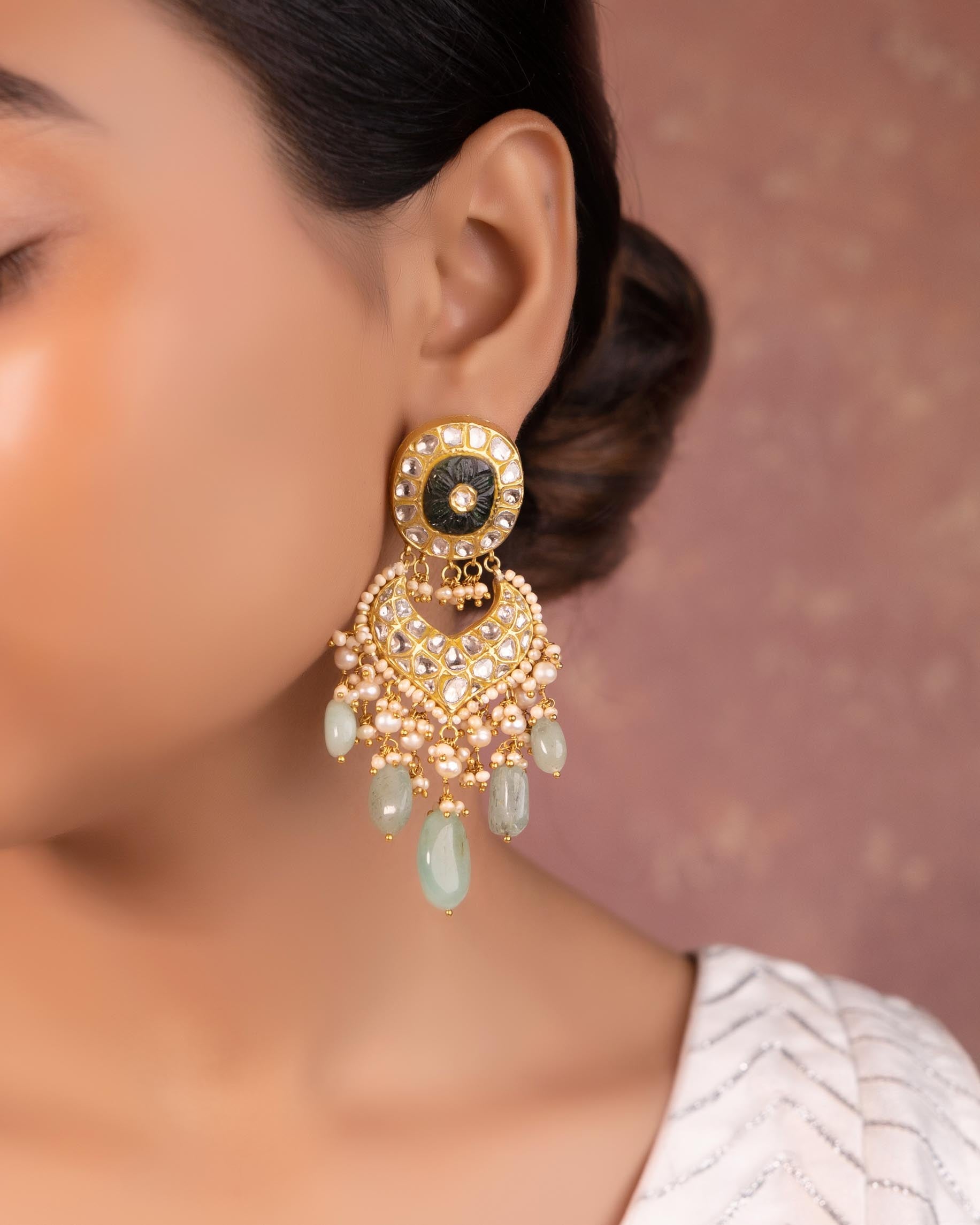 Shehnaz Necklace And Sonam Chandbalis Polki Set