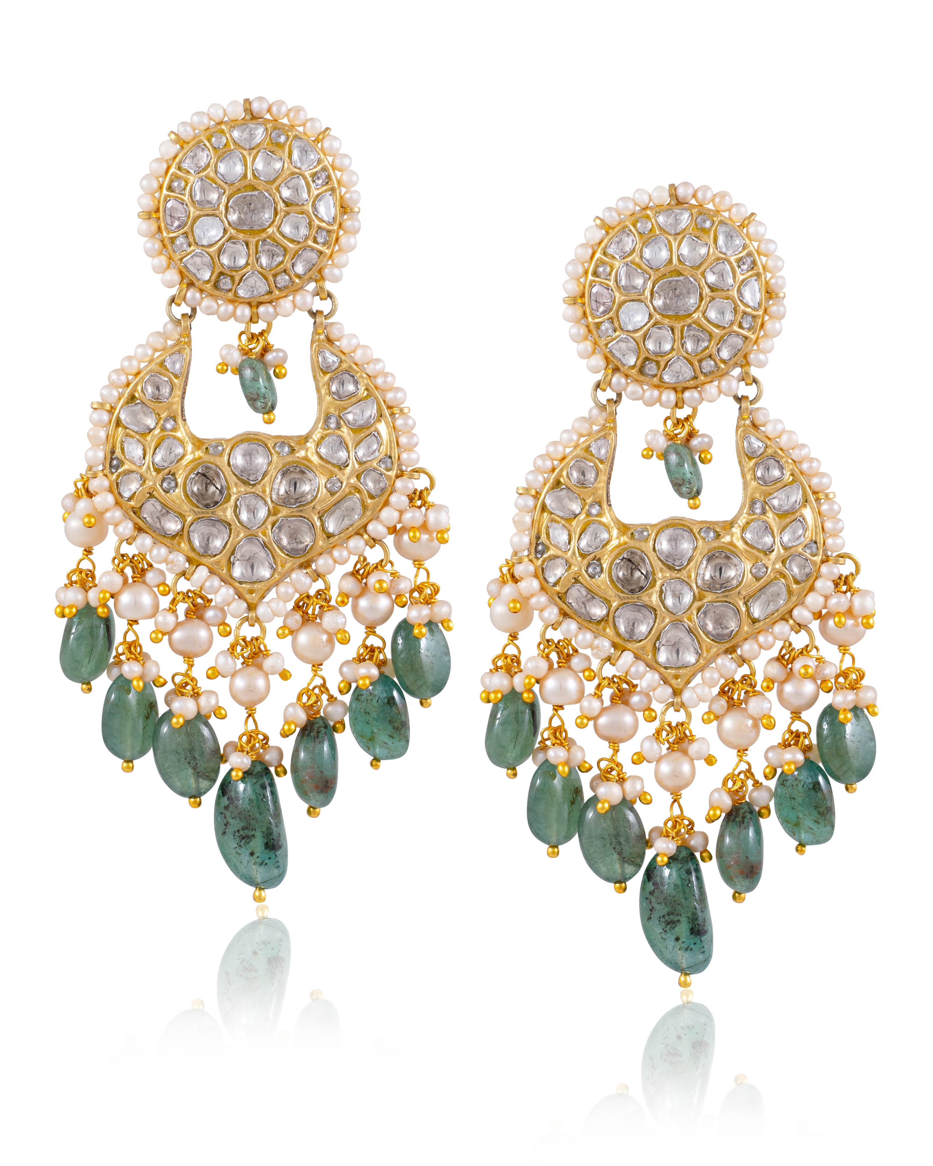 Aneeksha Necklace And Dikshita Chandbalis Polki Set