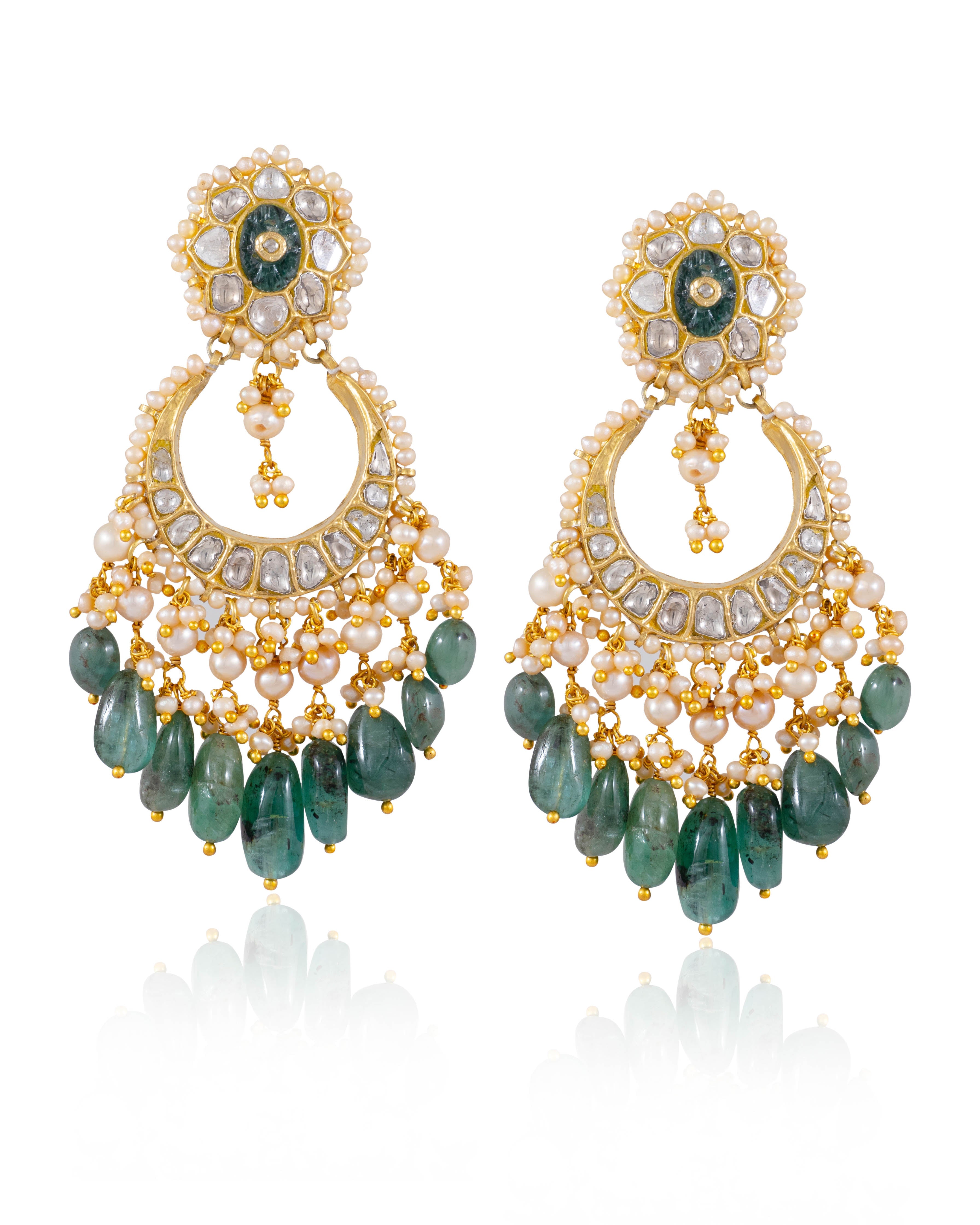 Shukrima Necklace And Tejal Chandbalis Polki Set