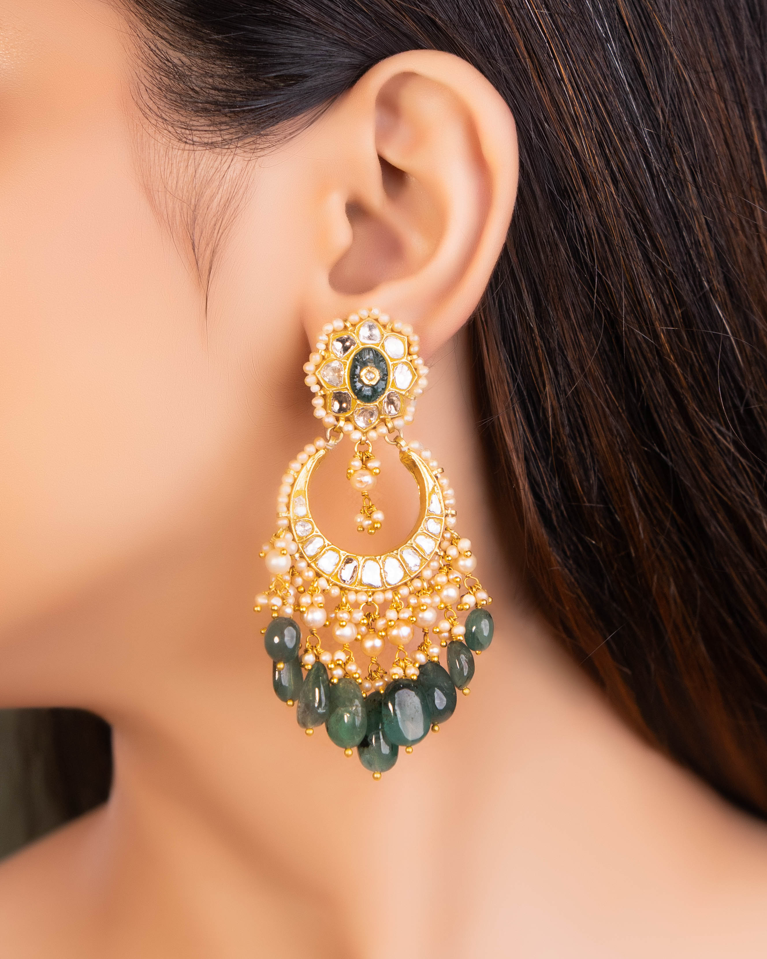 Shukrima Necklace And Tejal Chandbalis Polki Set