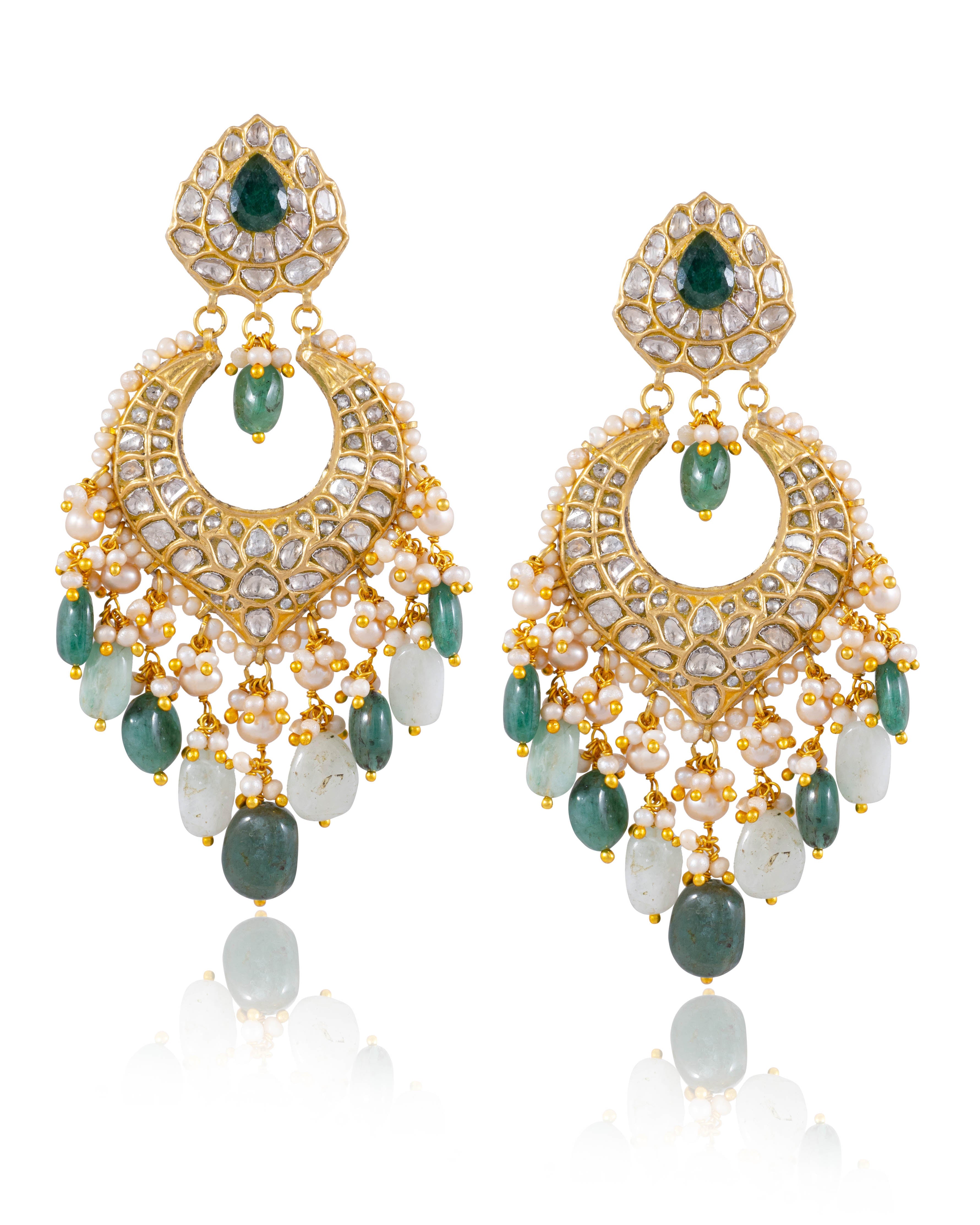 Avani Necklace And Krishnavi Chandbalis Polki Set