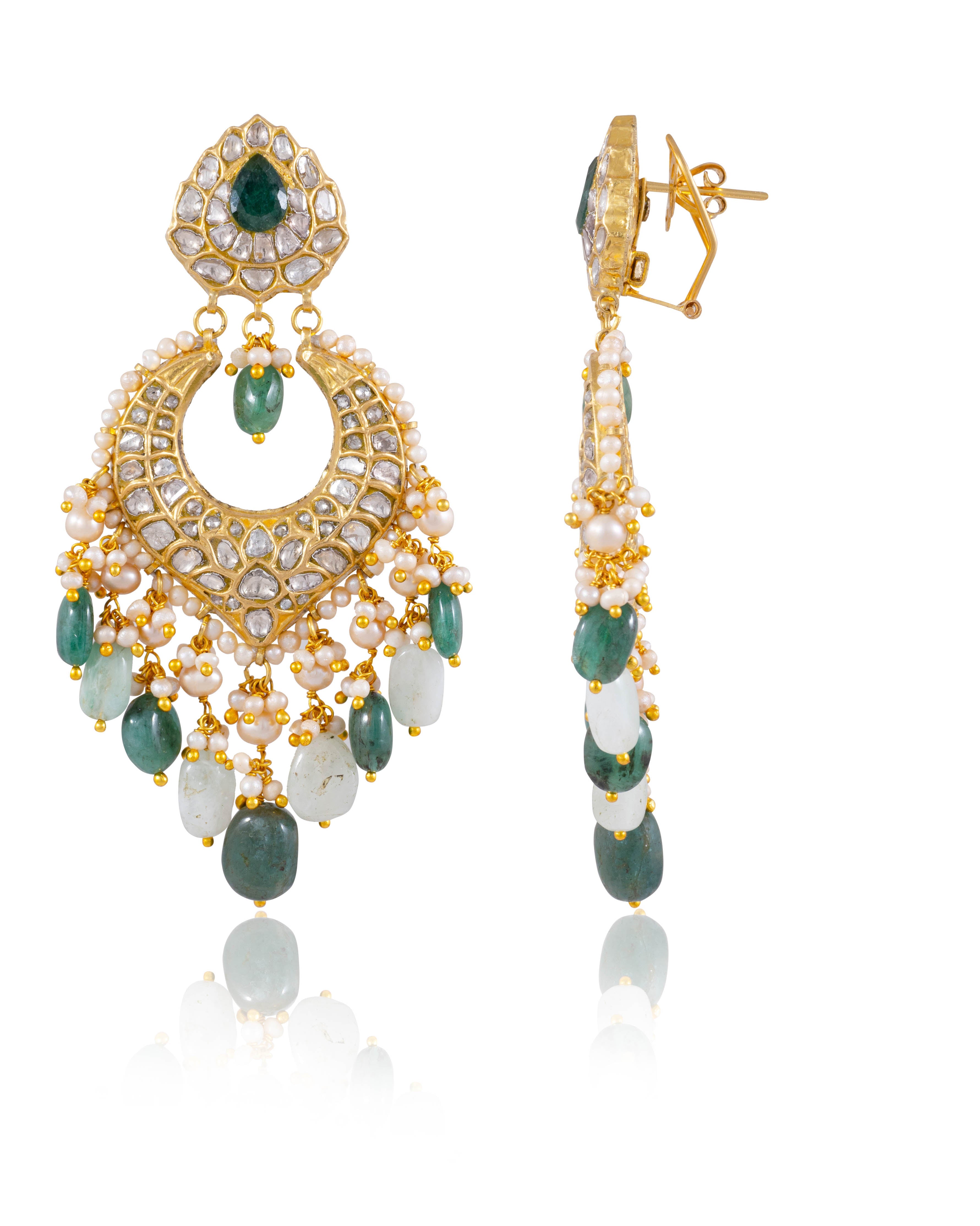 Avani Necklace And Krishnavi Chandbalis Polki Set